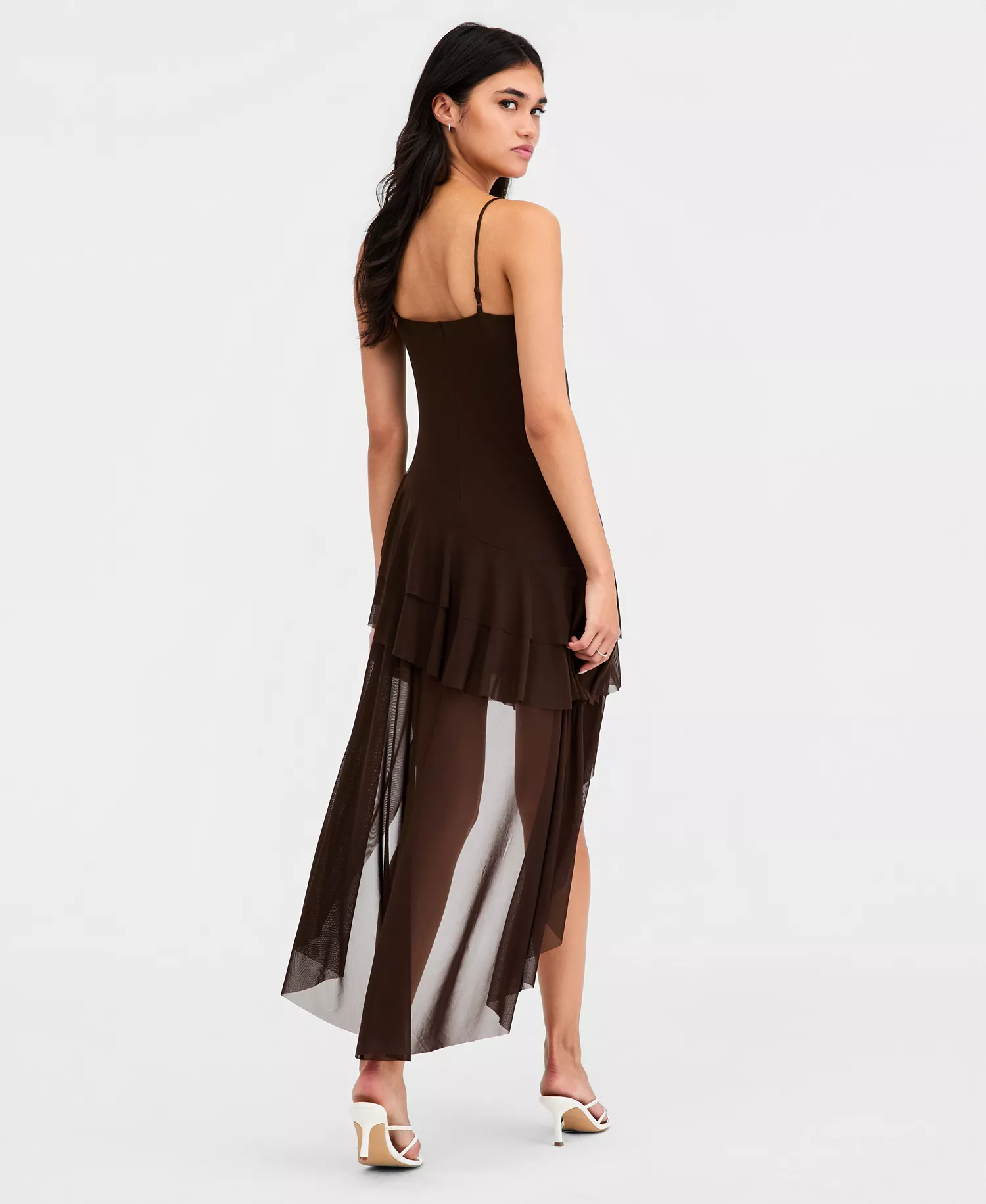 Women's Tiered High-Low Dress, Macy's Exclusive - Bittersweet - L