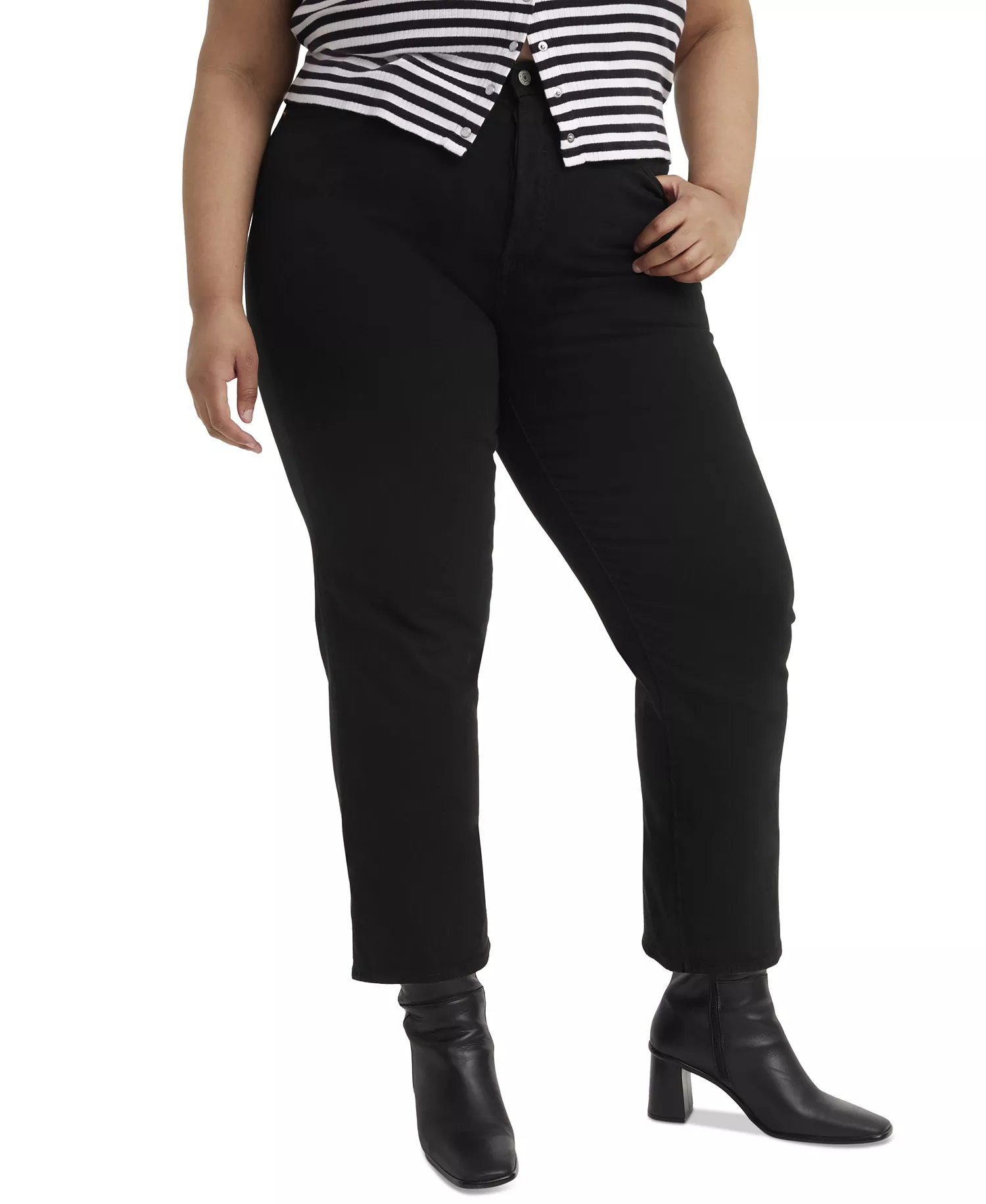 Plus Size Wedgie High-Rise Straight-Leg Jeans  - Black Sprout - 14W