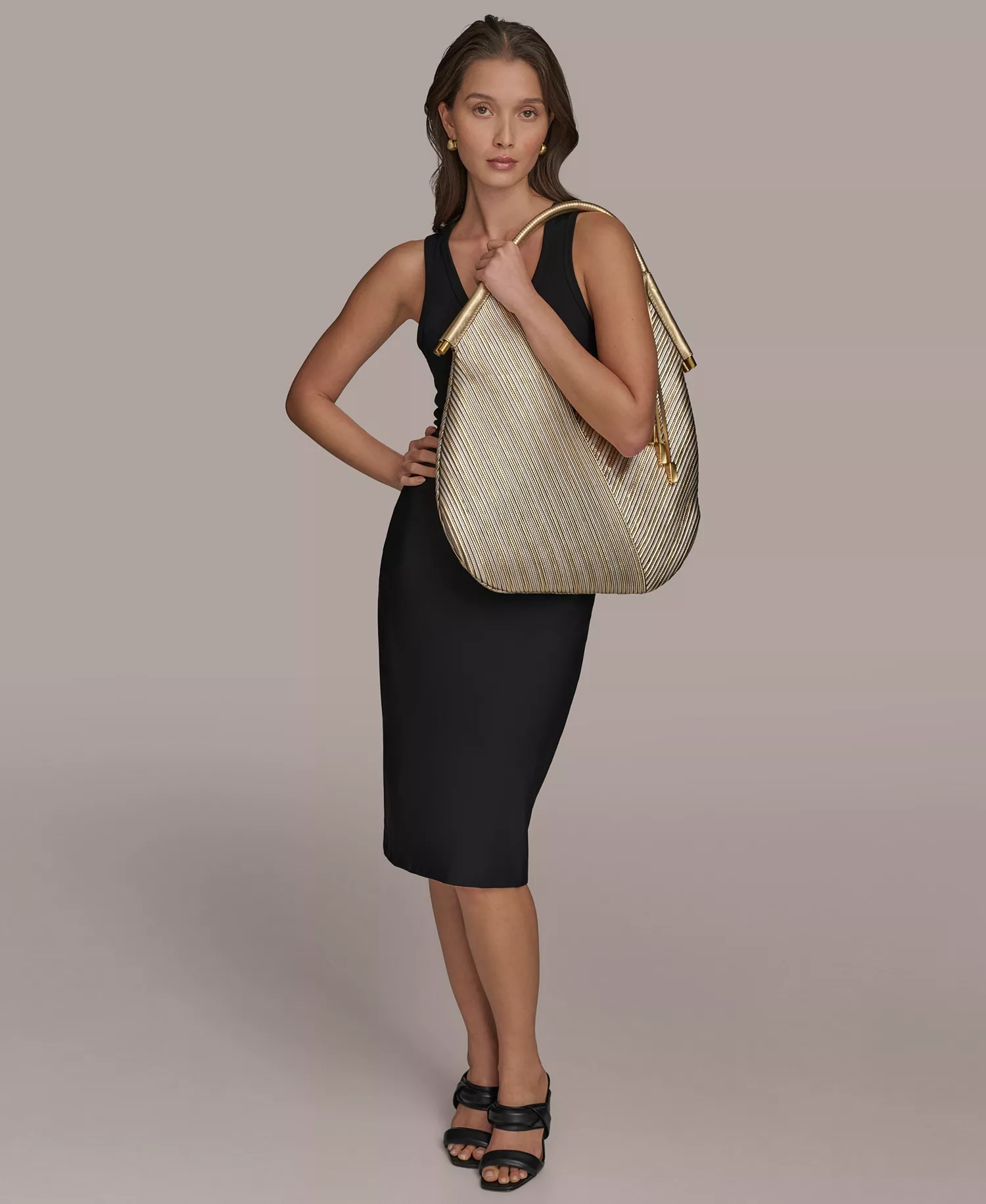 Baldwin Large Metallic Shoulder Bag - Gold - NO SIZE