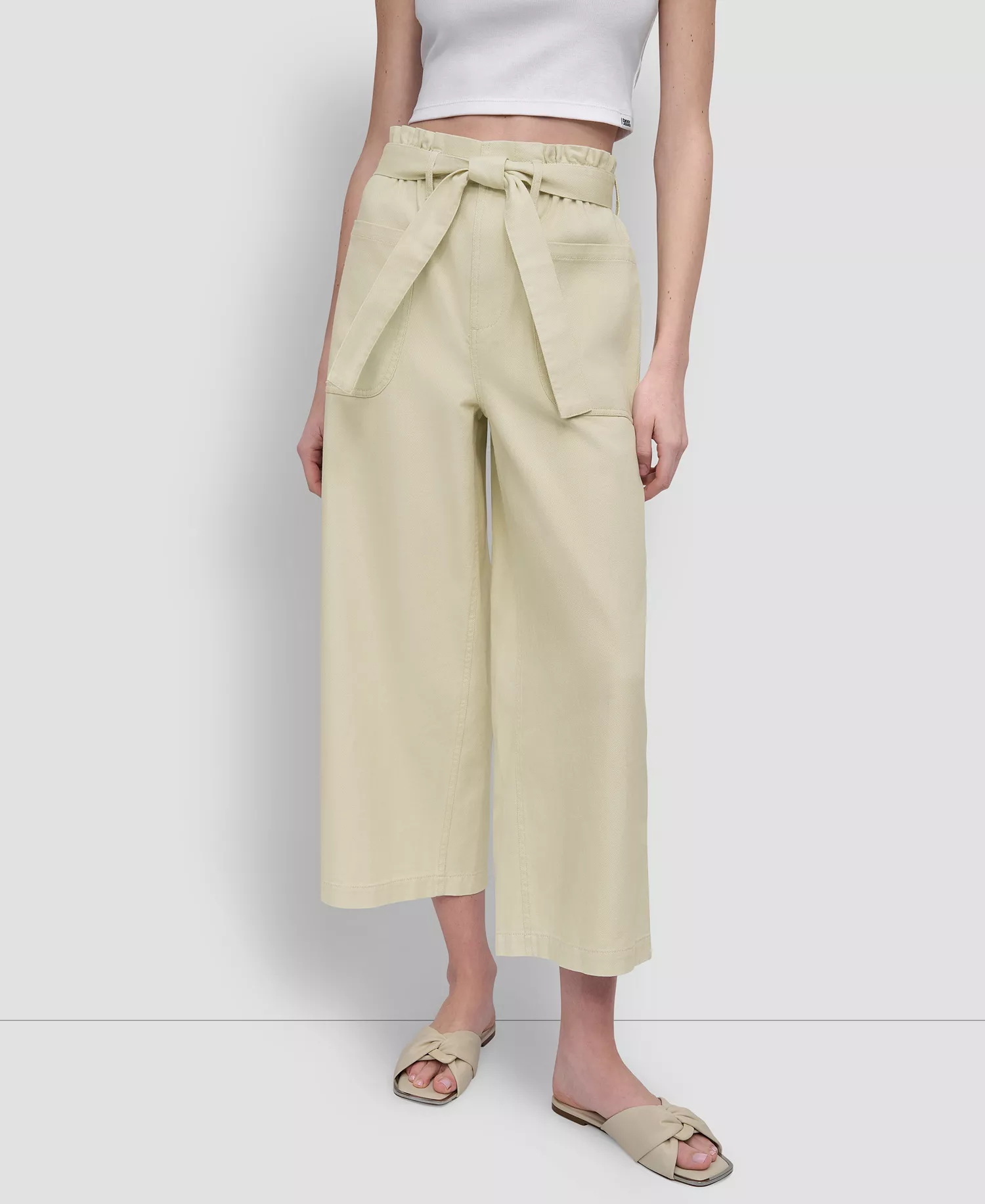 Women's High-Rise Paper Bag Pants - Pebble - L