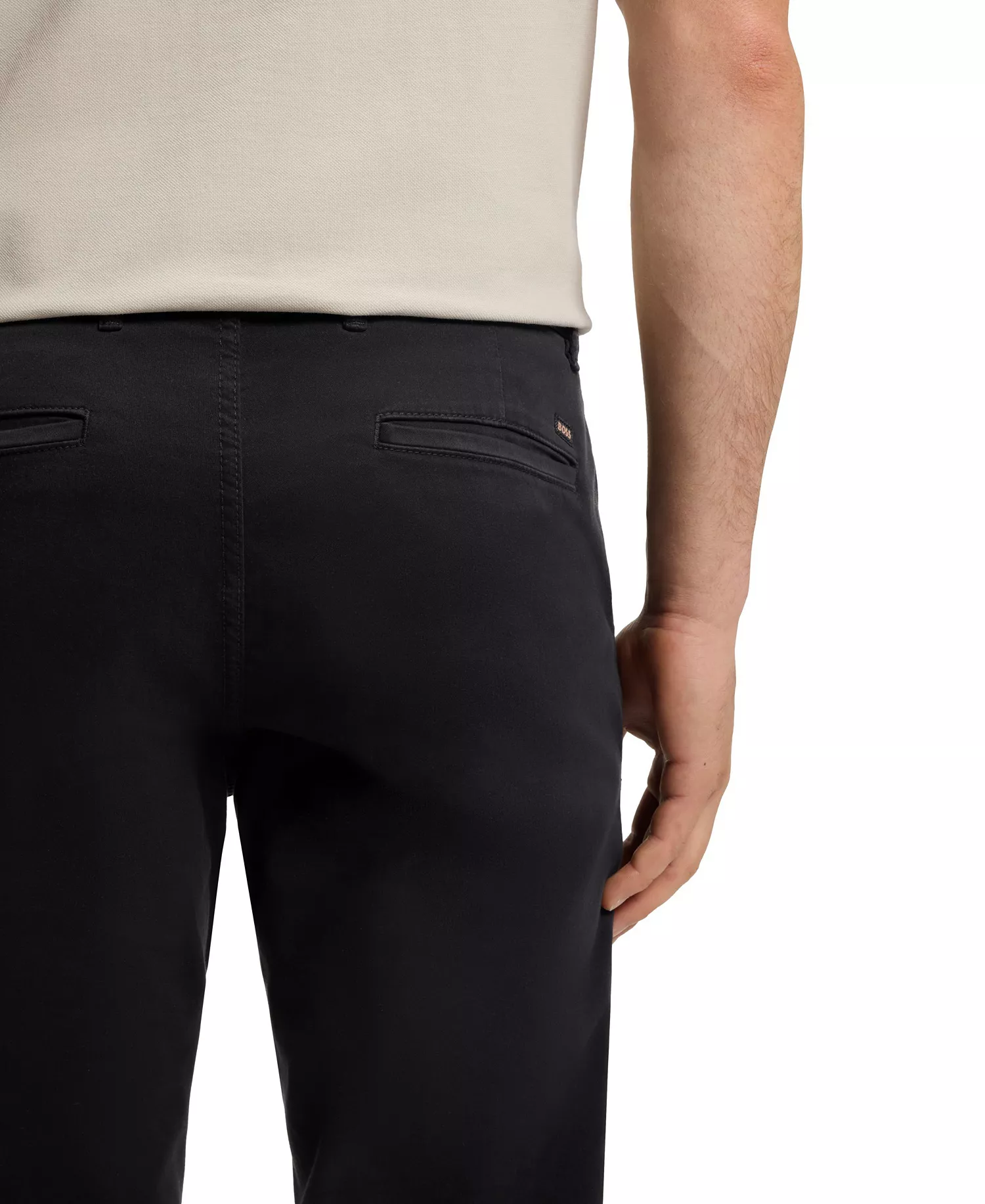 Men's Stretch-Cotton Satin Slim-Fit Chinos - Black - 30 - 30