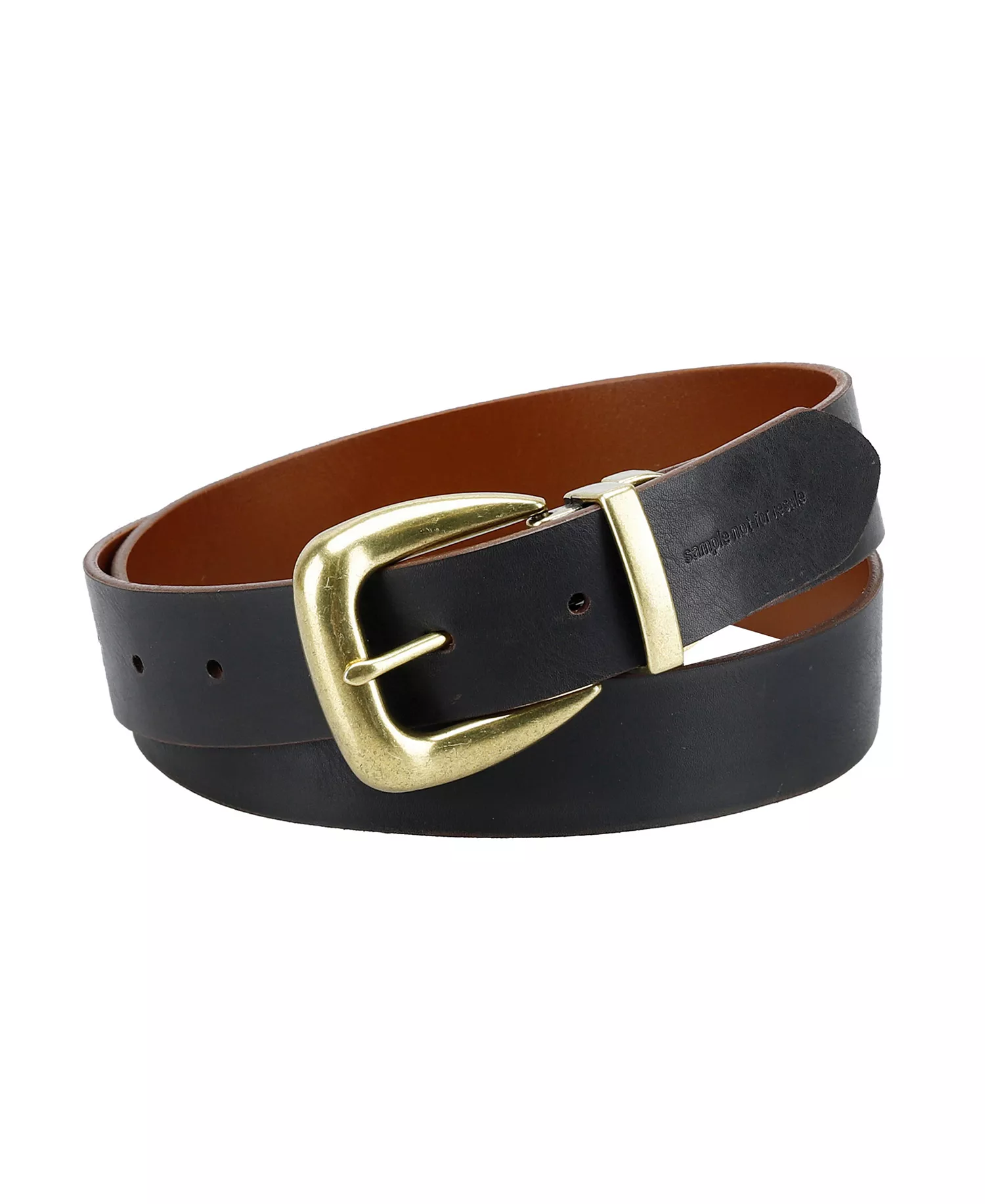 Women's Reversible Western-Style Buckle Leather Belt - Tan/black - L