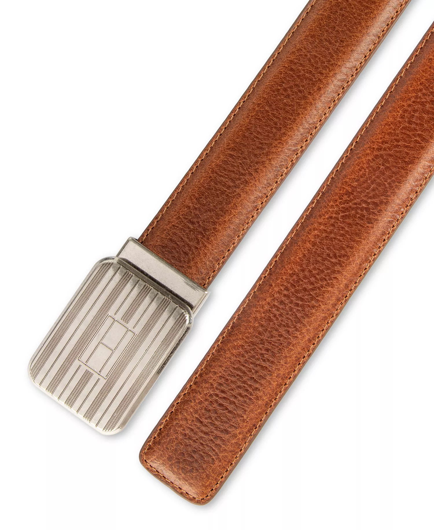 Men's Engine Turned Plaque Buckle Belt - Tan - L (38-40)