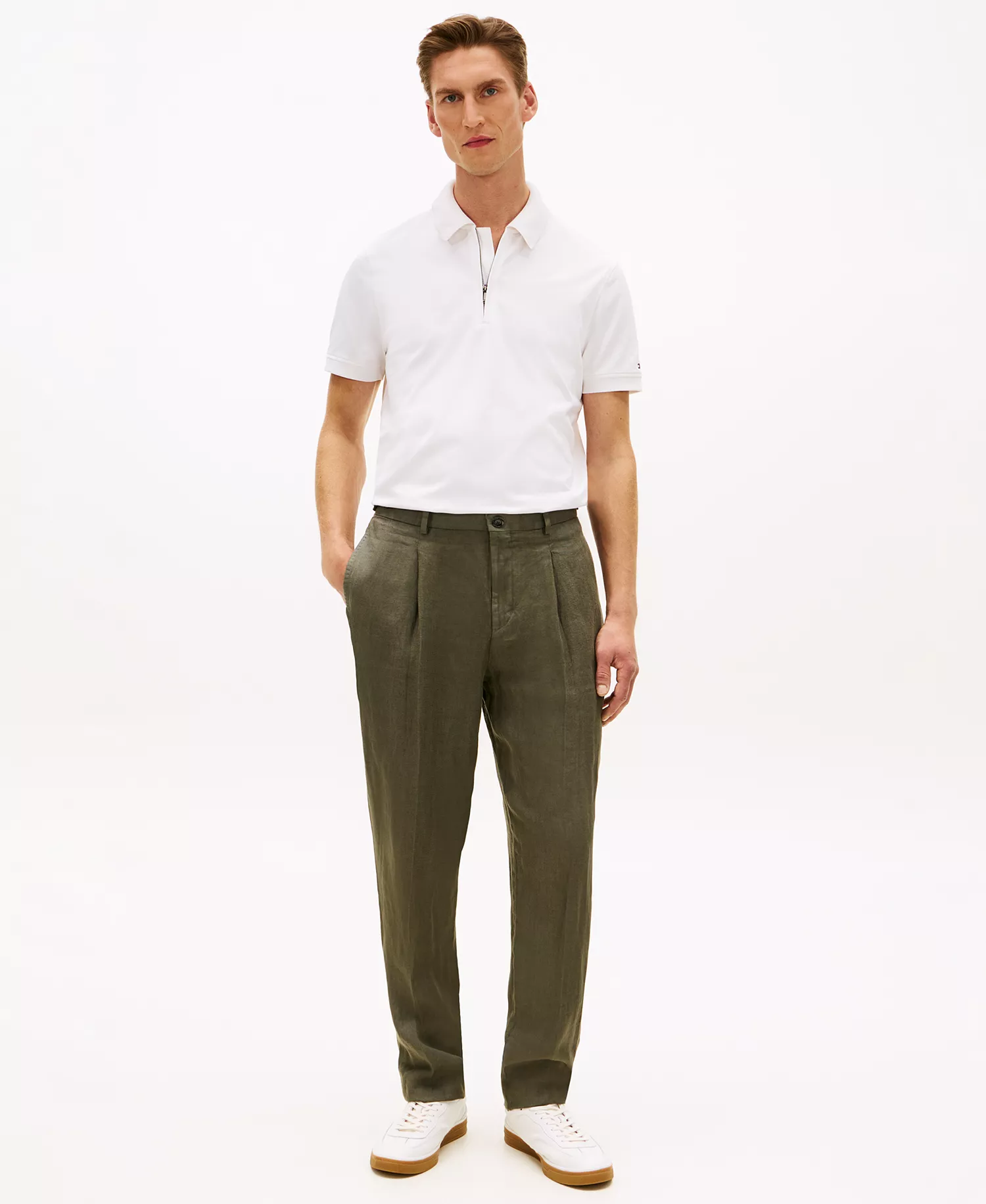 Men's Performance Half-Zip Polo Shirt - Ivory/White - L