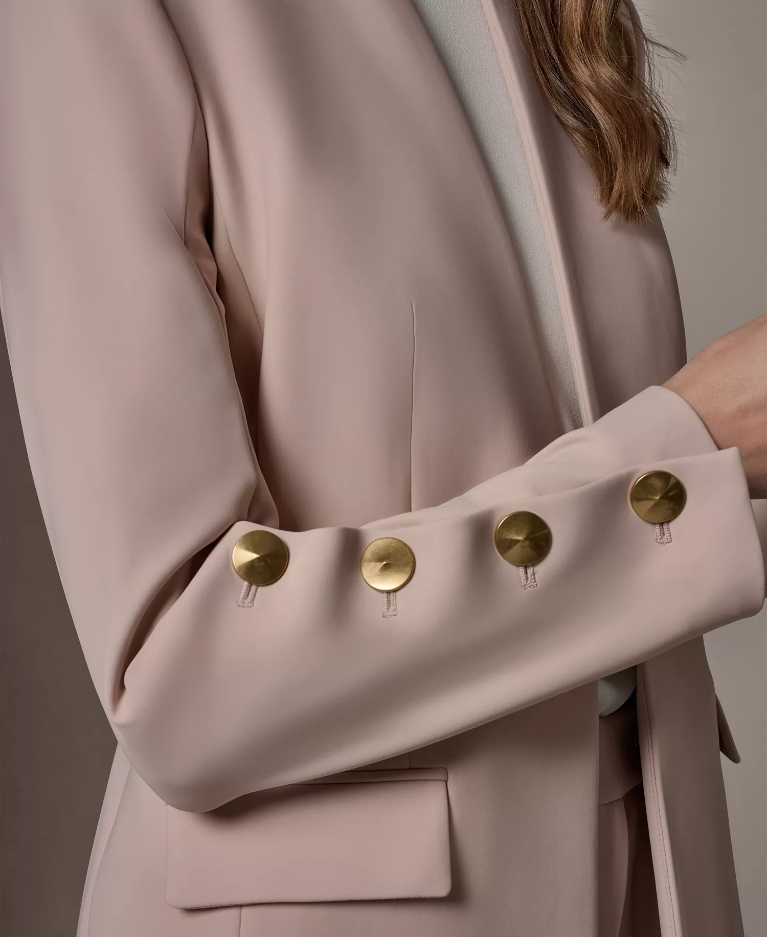 Women's 4-Button-Sleeve Blazer and Straight Leg Pants - Snow Petal - 0