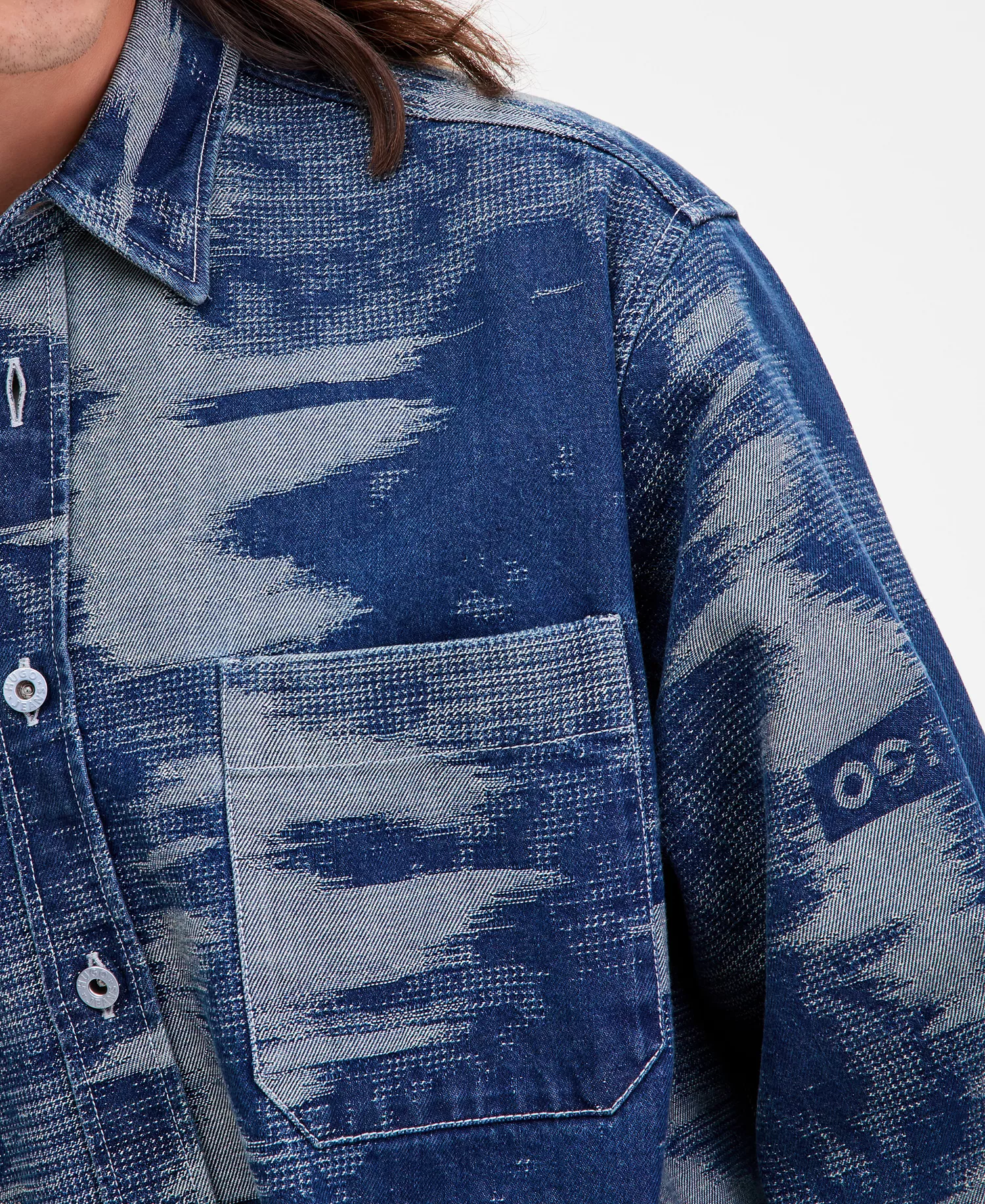 Men's Ebalto Denim Jacquard HUGO Jacket - Medium Blue - M
