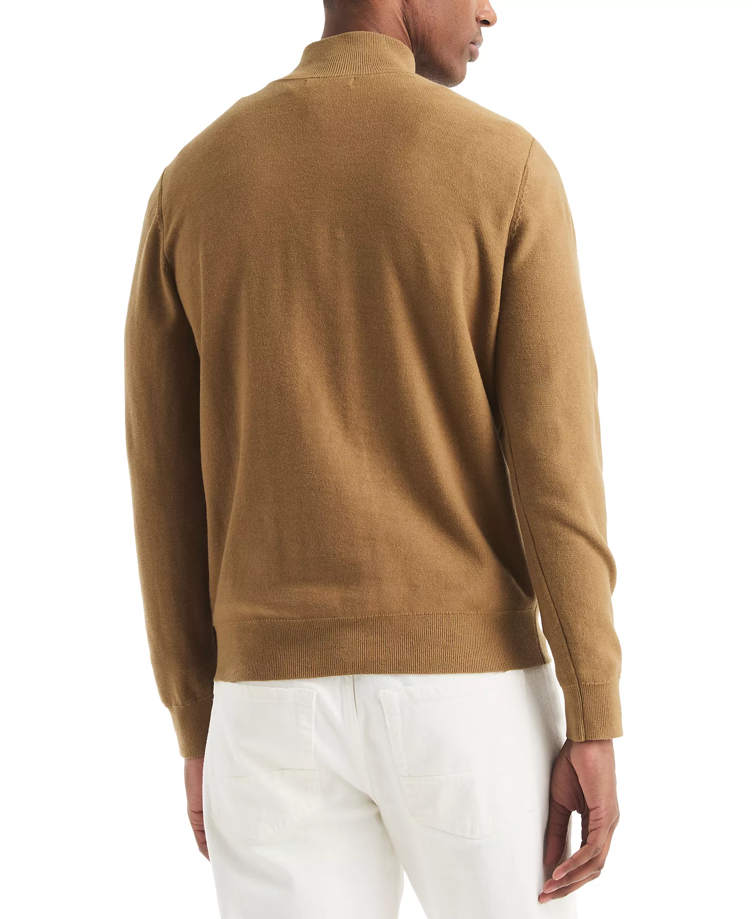 Men's Textured Quarter-Zip Colorblocked Sweater - Butternut - 2XL