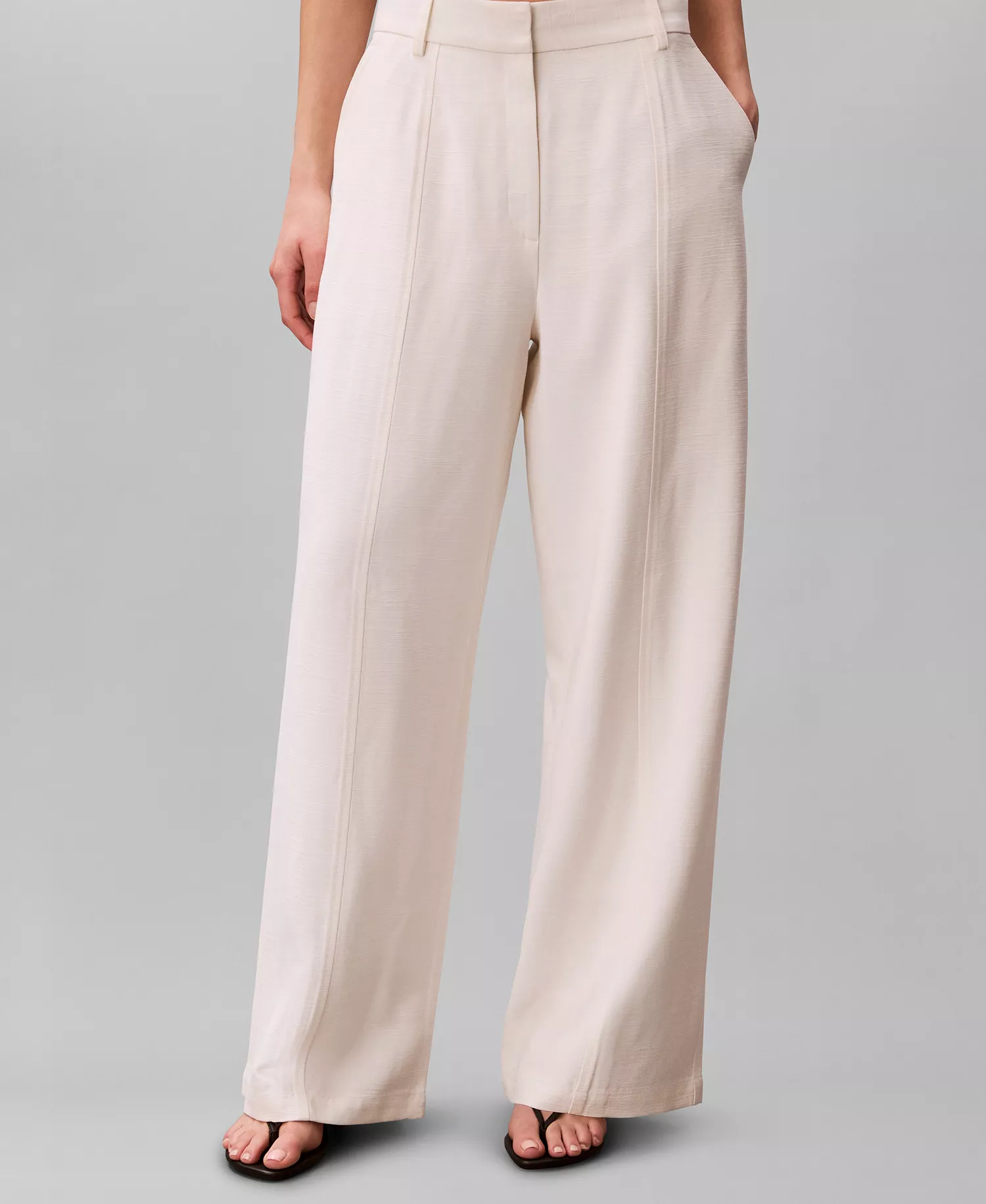 Women's Textured High Rise Pants - Tofu - 10