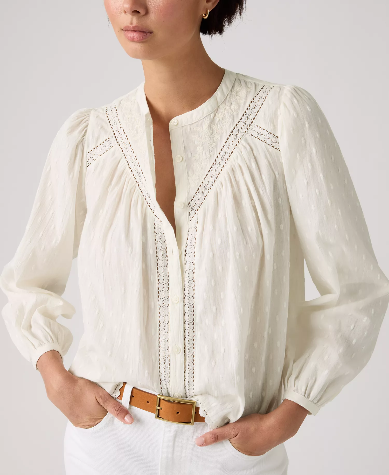 Women's Cleo Long-Sleeve Blouse - Egret - L