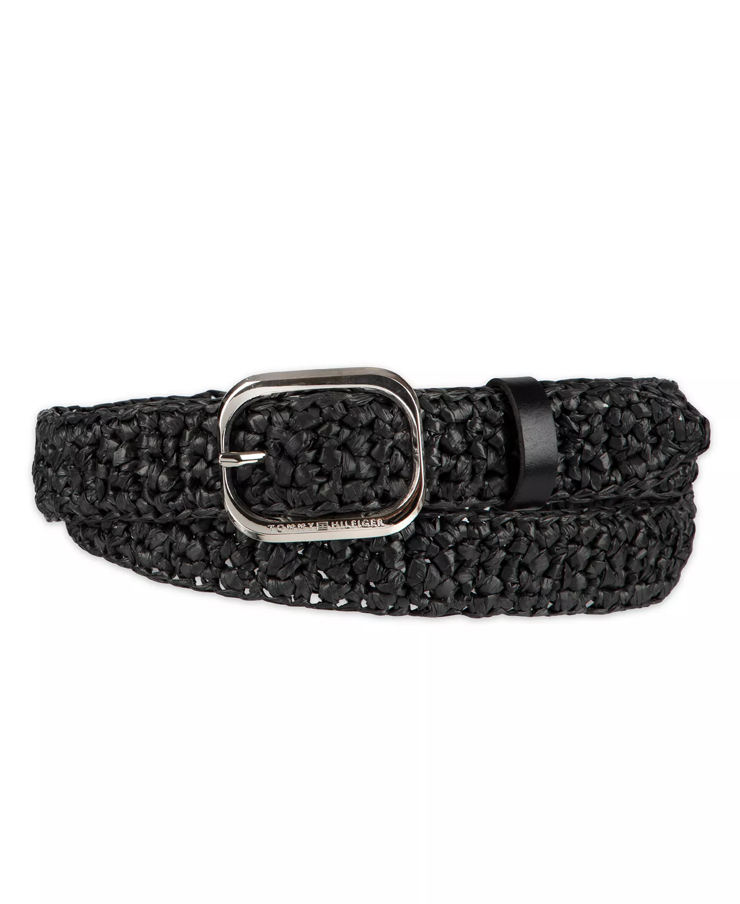 Women's Fully Adjustable Casual Crocheted Belt - Black - L