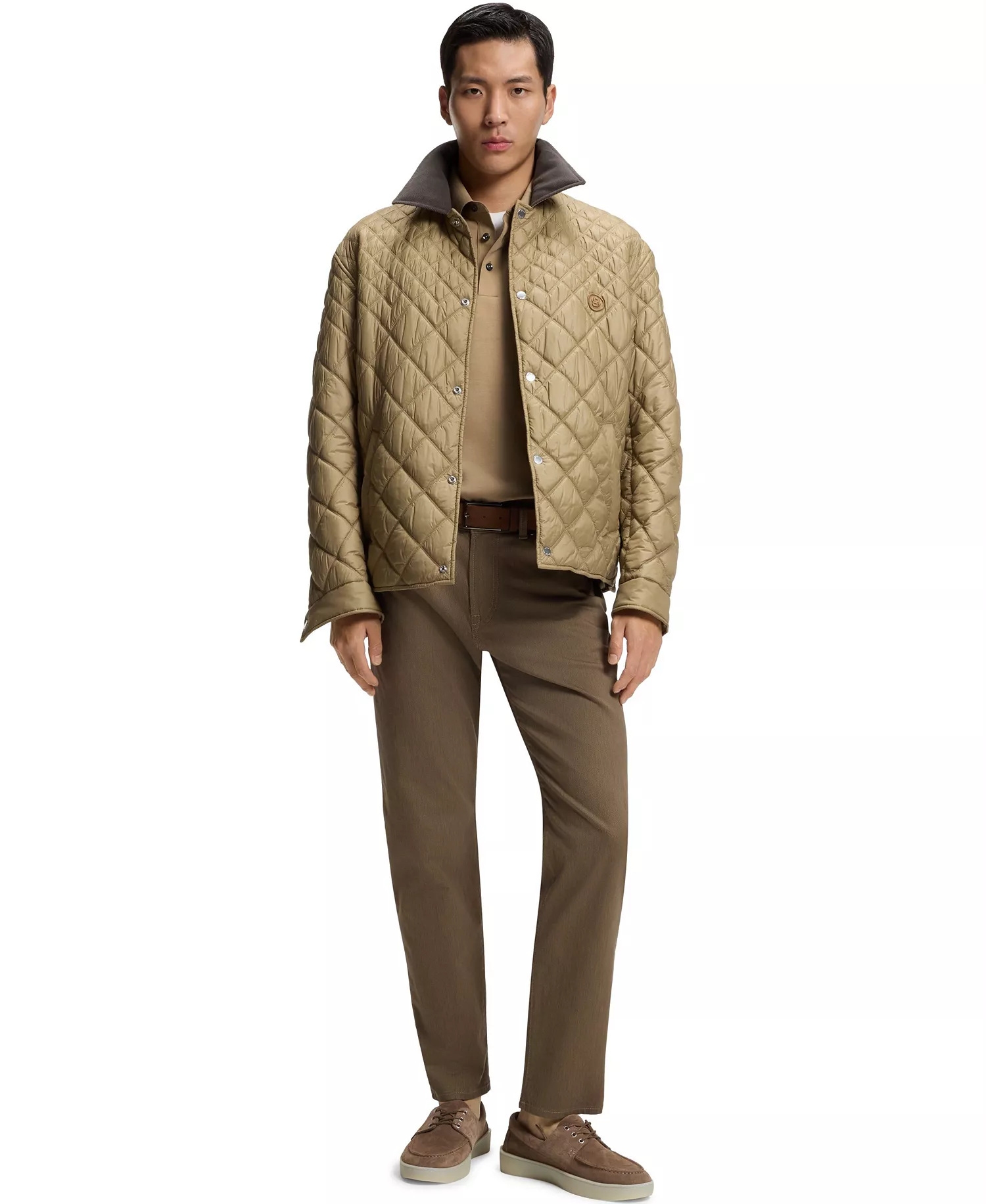 Men's Mercerized-Cotton Double B Monogram Polo Shirt - Dark Beige - L