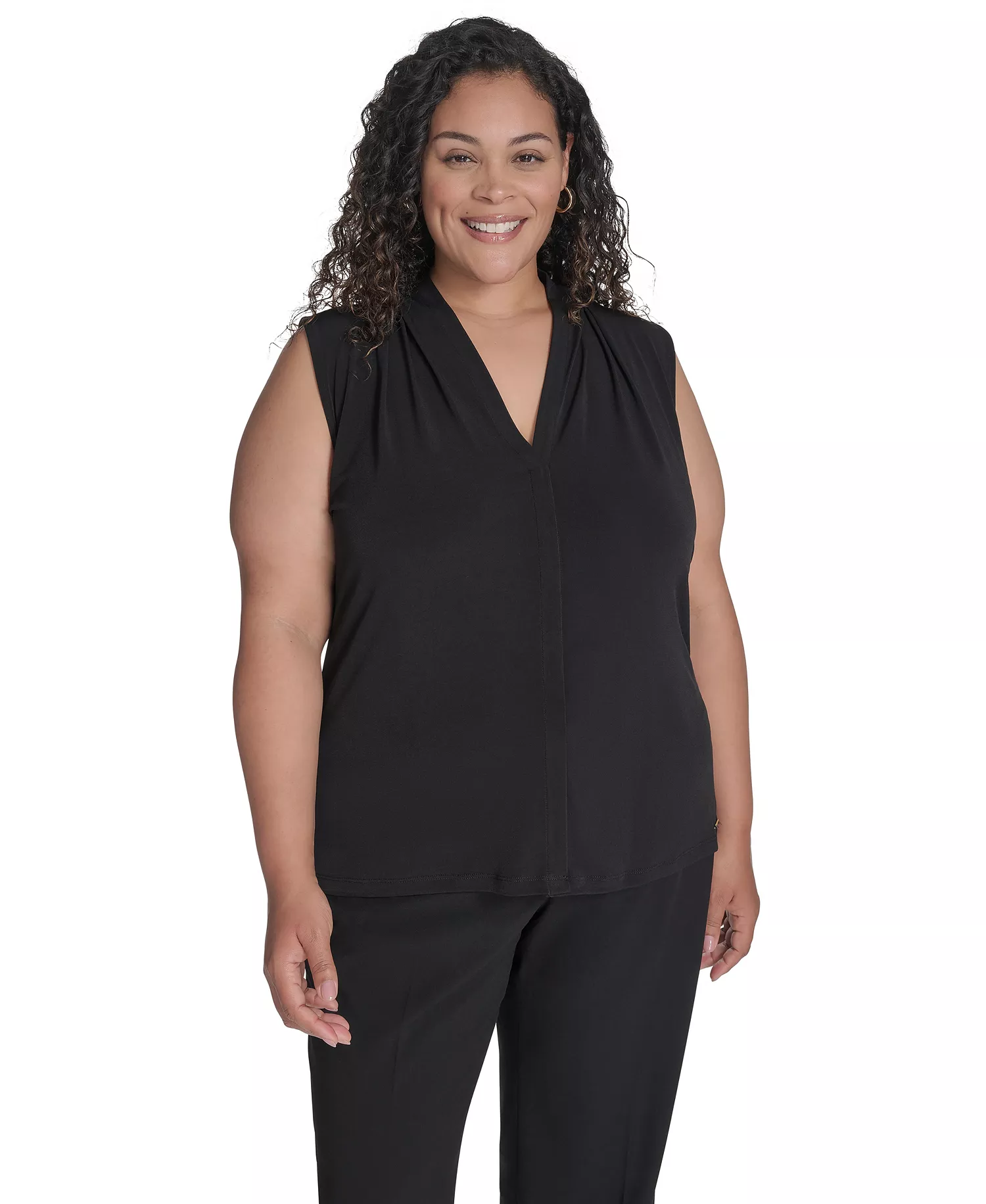Plus Size V-Neck Top - Black - 1X