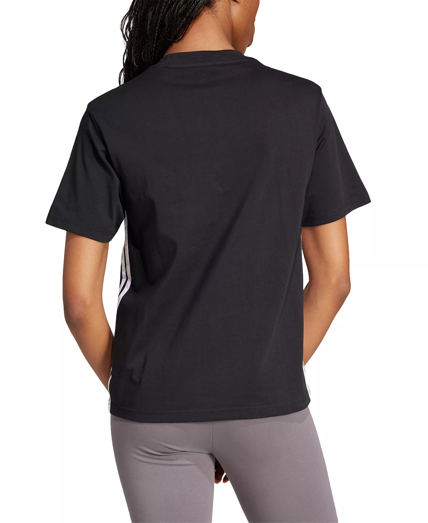Women's Essentials 3-Stripes Cotton T-Shirt - Black/white - S
