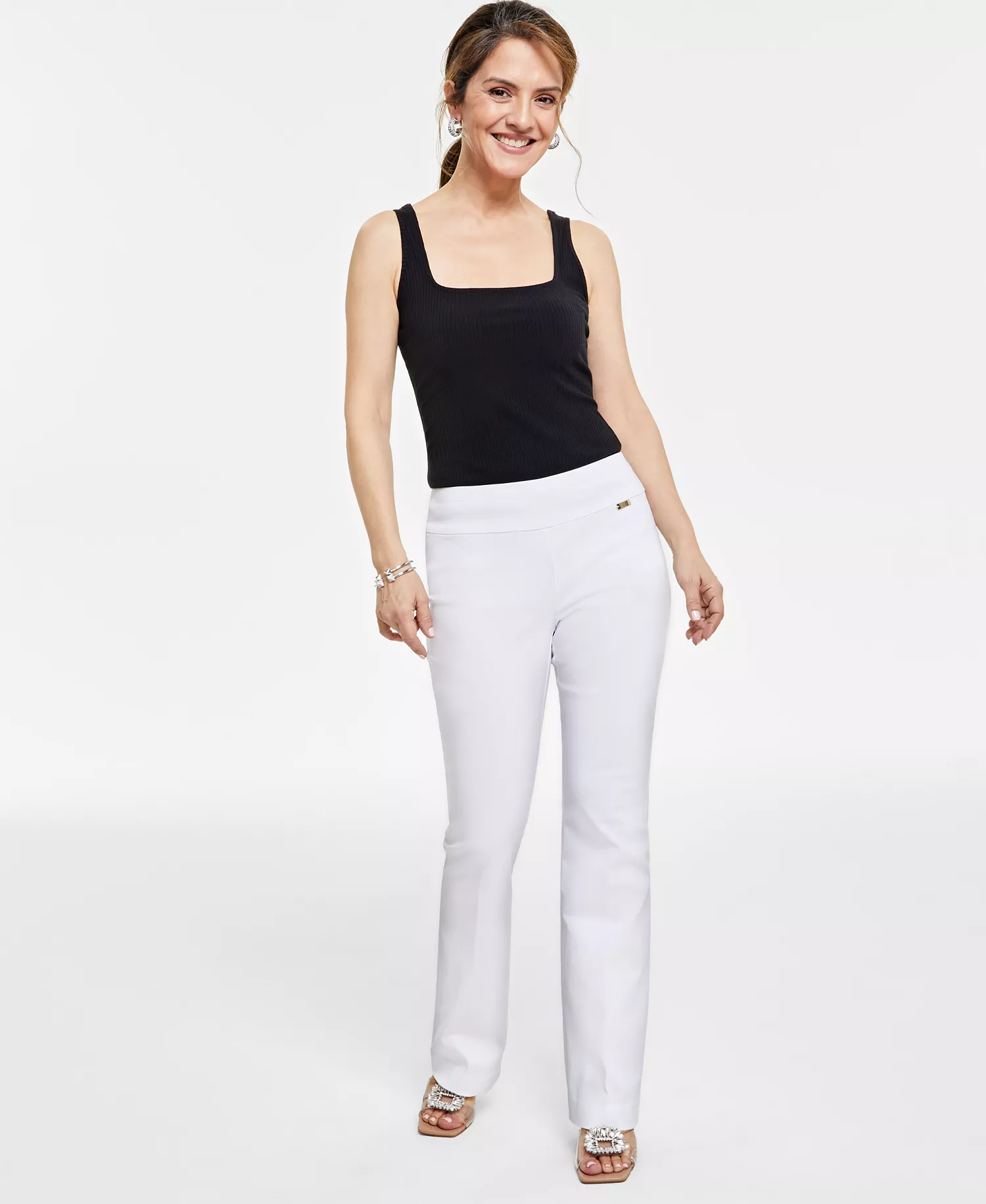 Petite Mid-Rise Bootcut Pants, Petite & Petite Short, Created for Macy's  - Bright White - 0P