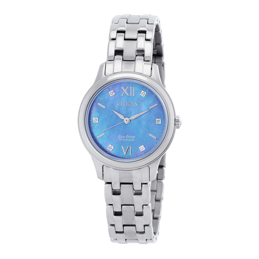 Citizen Eco-Drive Titanium Diamond Blue Mother of Pearl Dial Ladies Watch