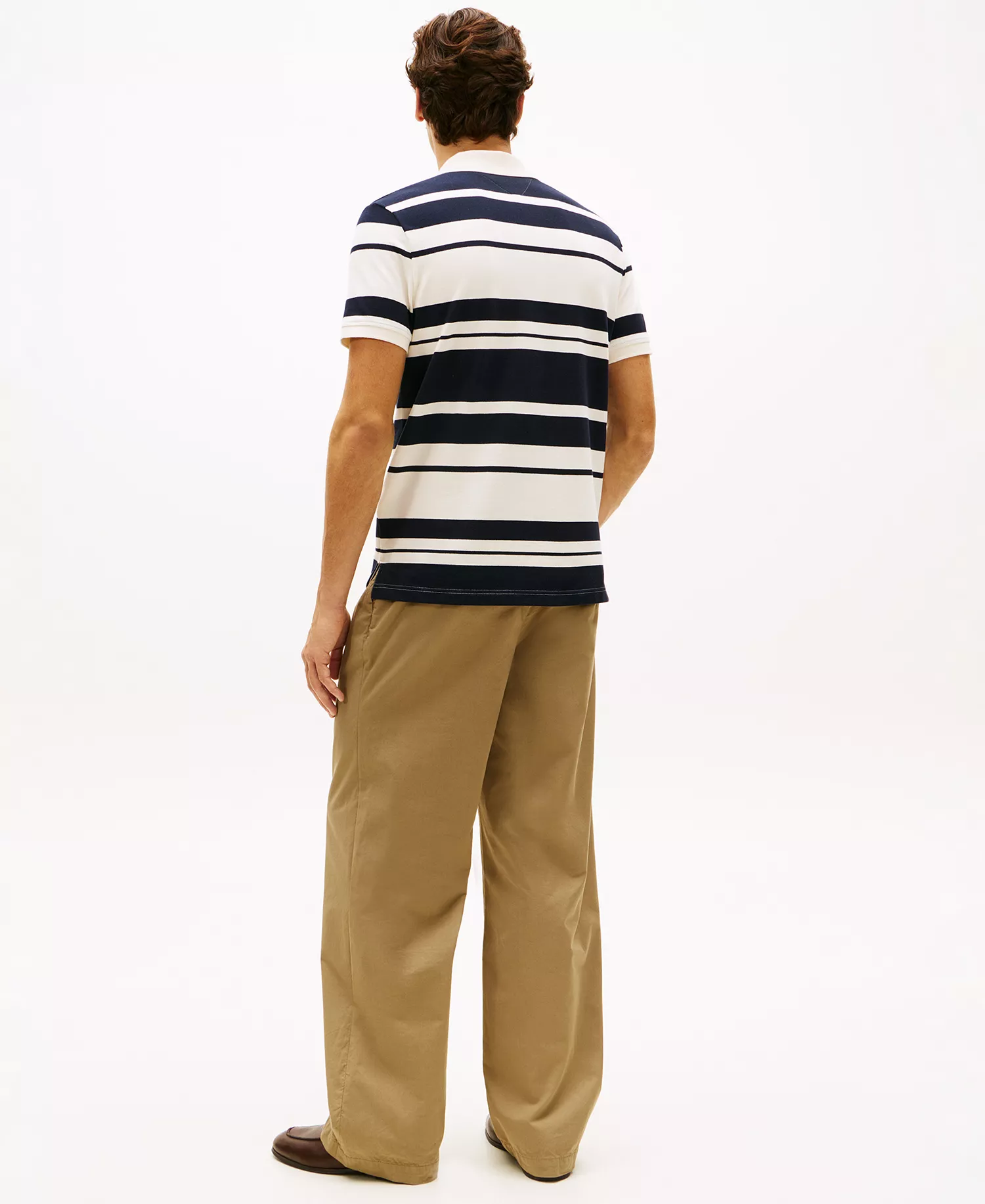 Men's Short-Sleeve Pique Badge Polo Shirt - White,Black - L