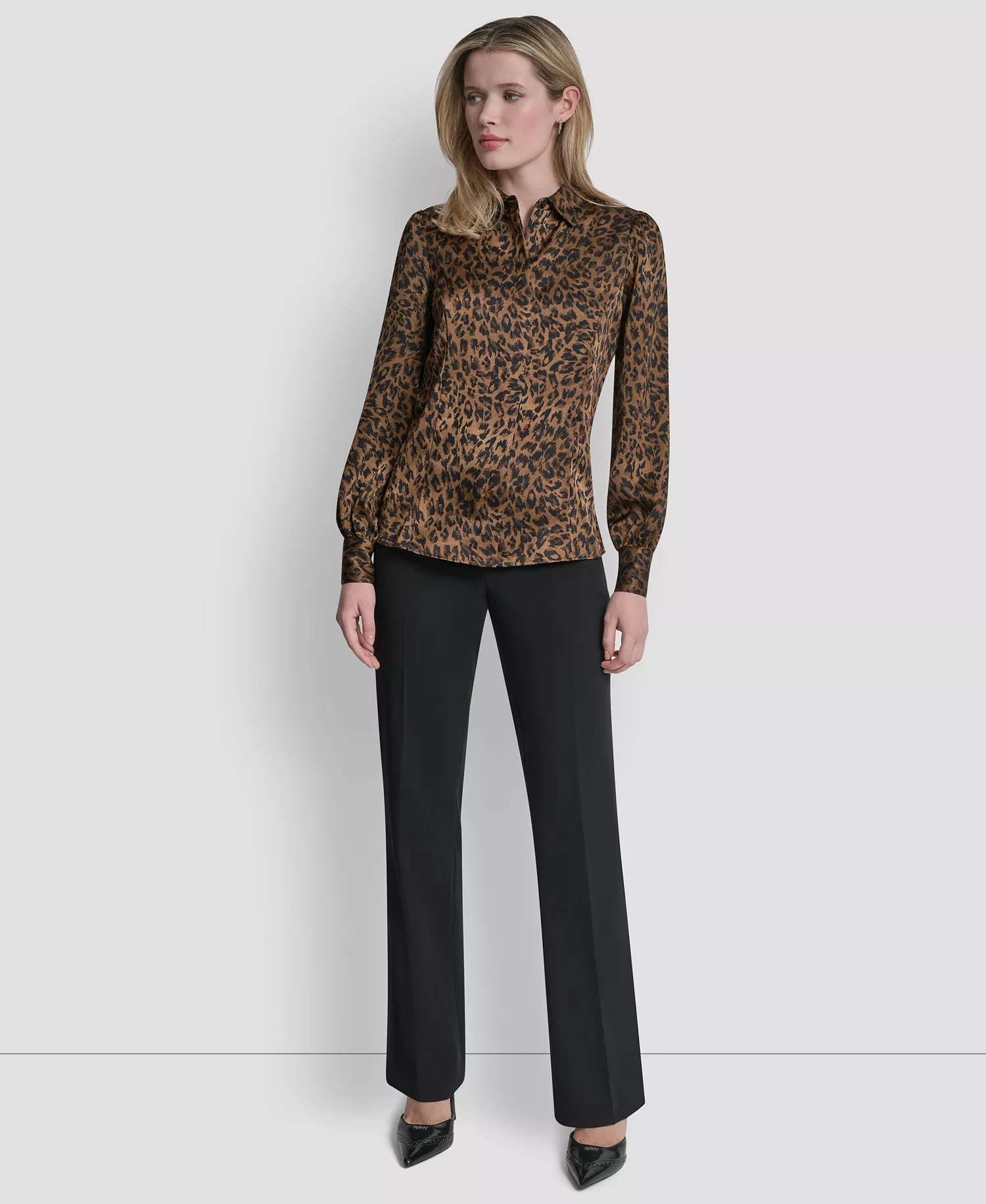Women's Princess Seamed Long-Sleeve Blouse - Truffle Multi - L