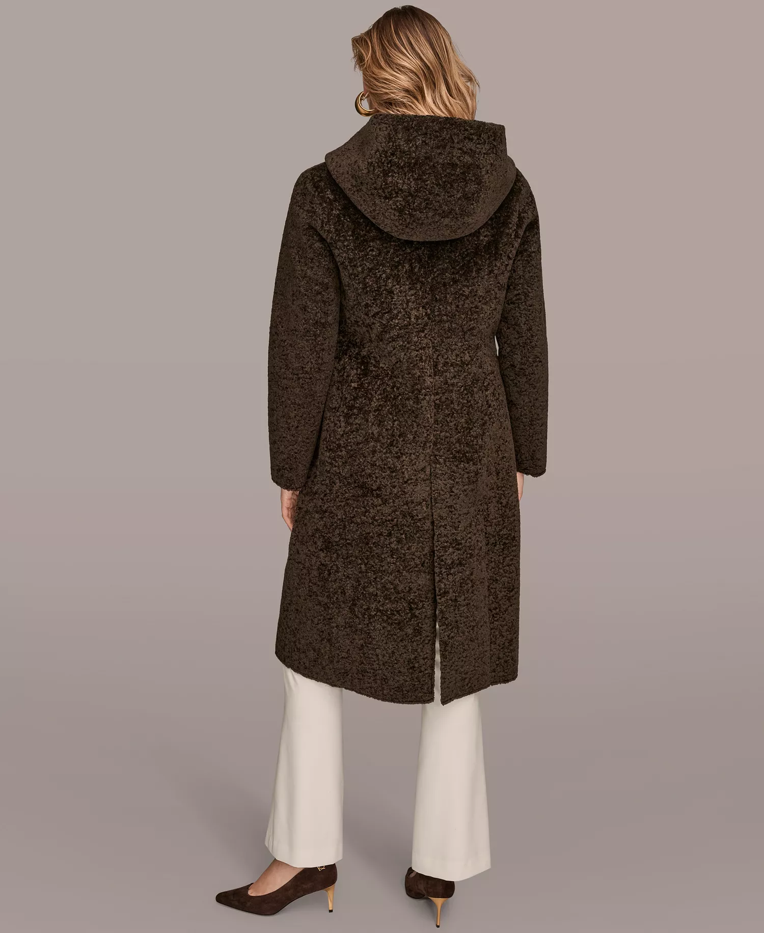 Women's Hooded Maxi Coat - Chocolate - S