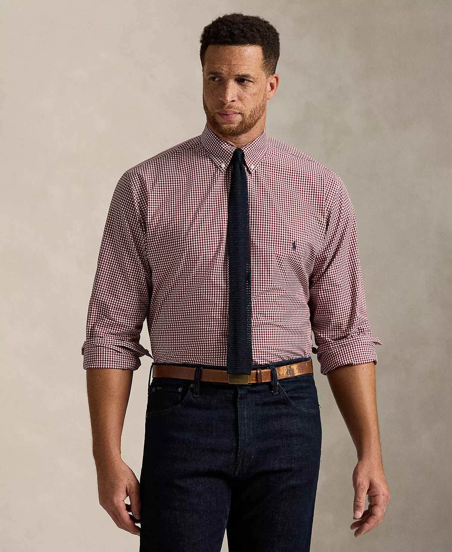 Men's Big & Tall Poplin Sport Shirt - Classic Wine White - 2LT