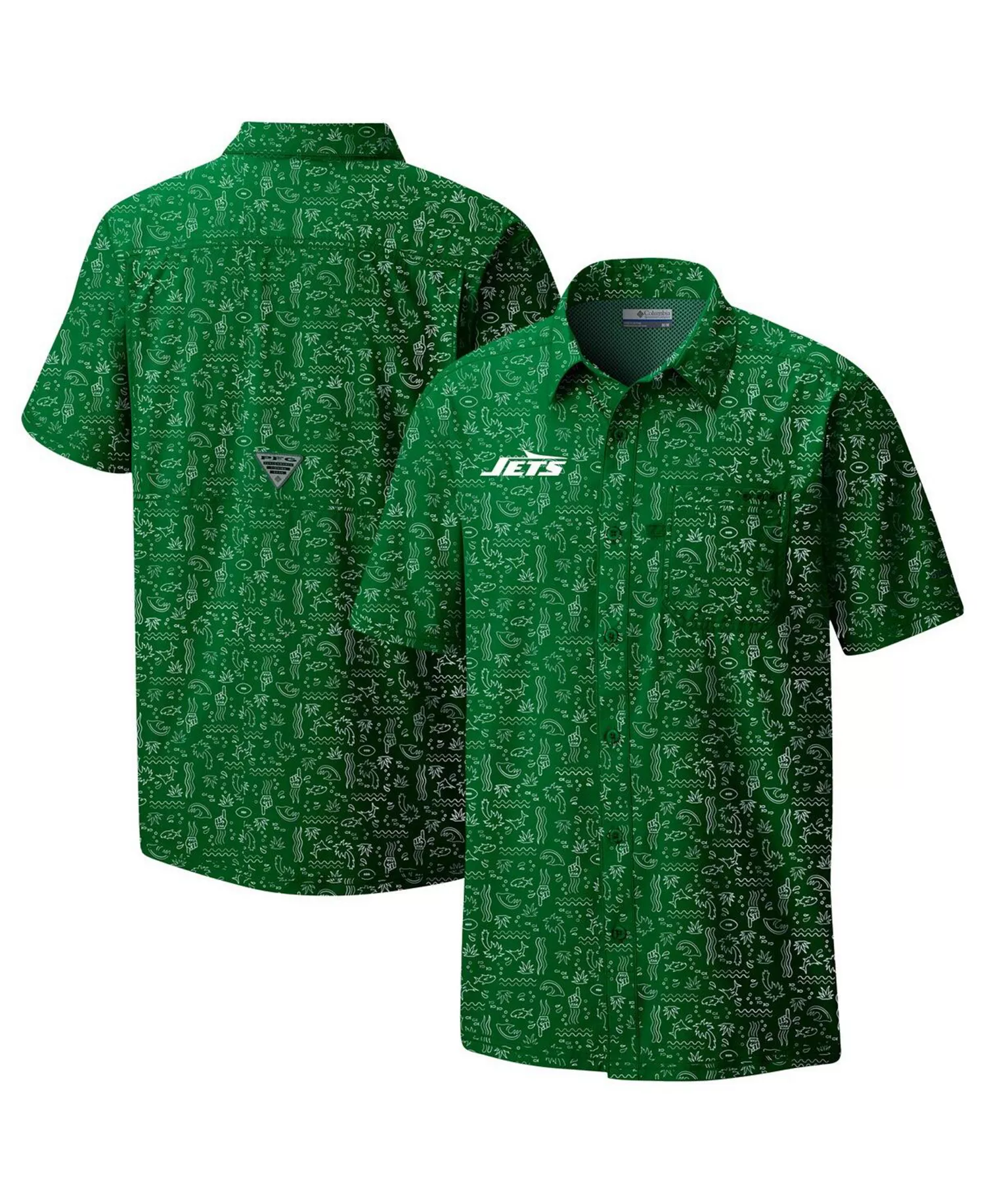 Men's Green New York Jets Super Slack Tide Omni-Wick Button-Up Shirt - Green - L