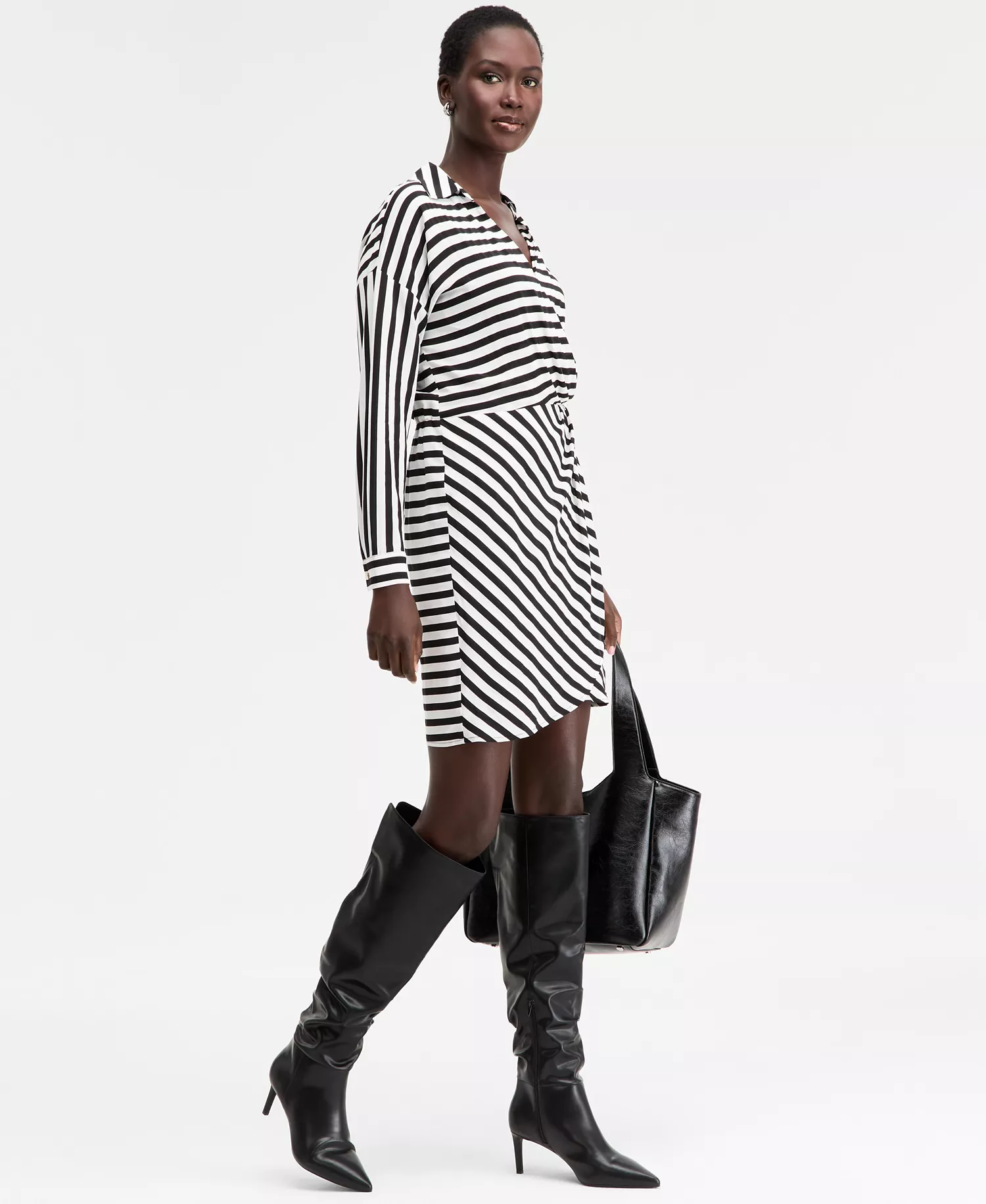 Women's Striped Faux-Wrap Dress, Macy's Exclusive - Prt Ls Wrap Dress - L