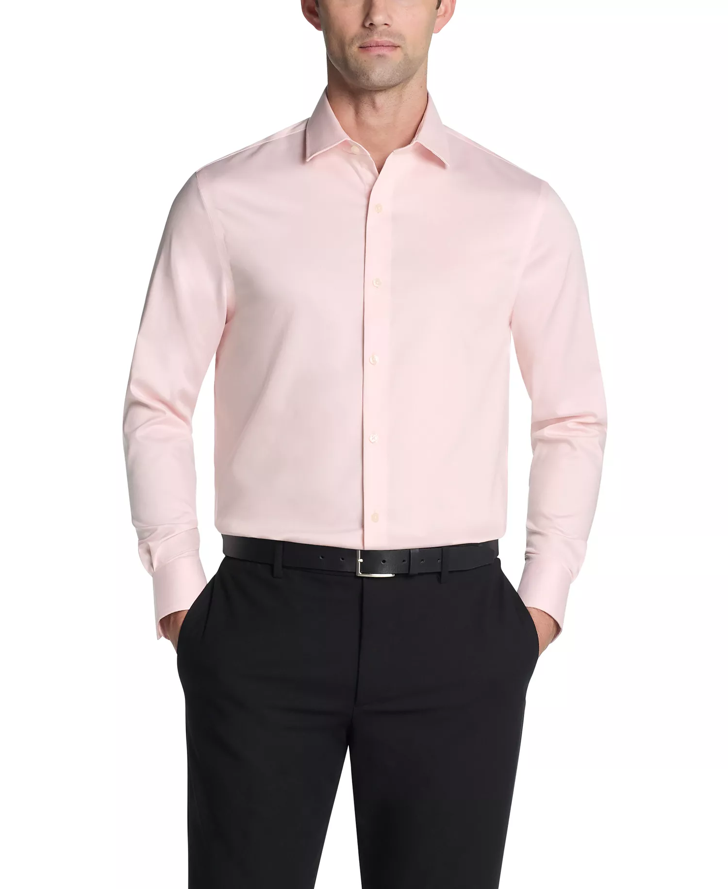Men's Slim-Fit Stretch Twill Dress Shirt - Coral - 14.5 32/33