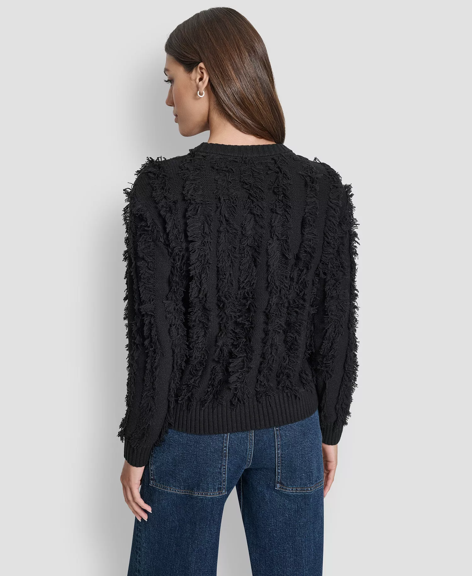 Women's Long Sleeves Sweater - Black - L
