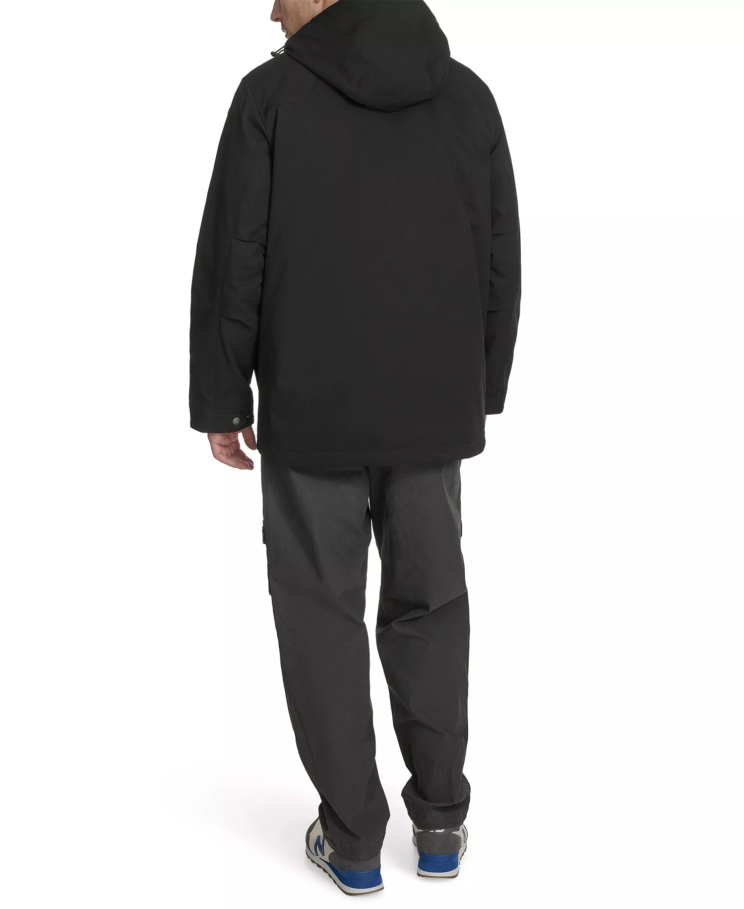 Men's Field Parka with Plaid Lining Jacket - Black - 2XL