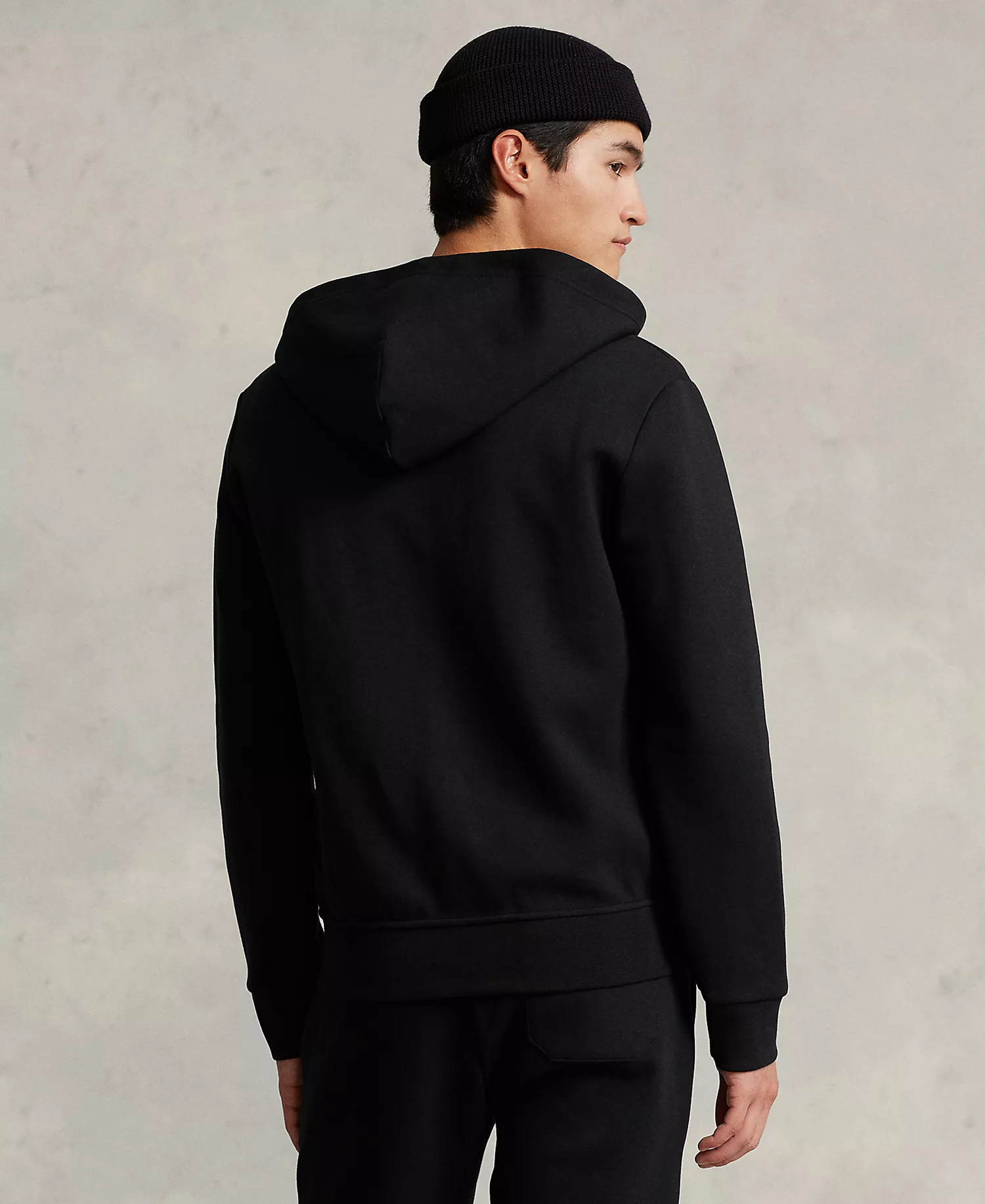 Men's Double-Knit Full-Zip Hoodie - Black - 2XL