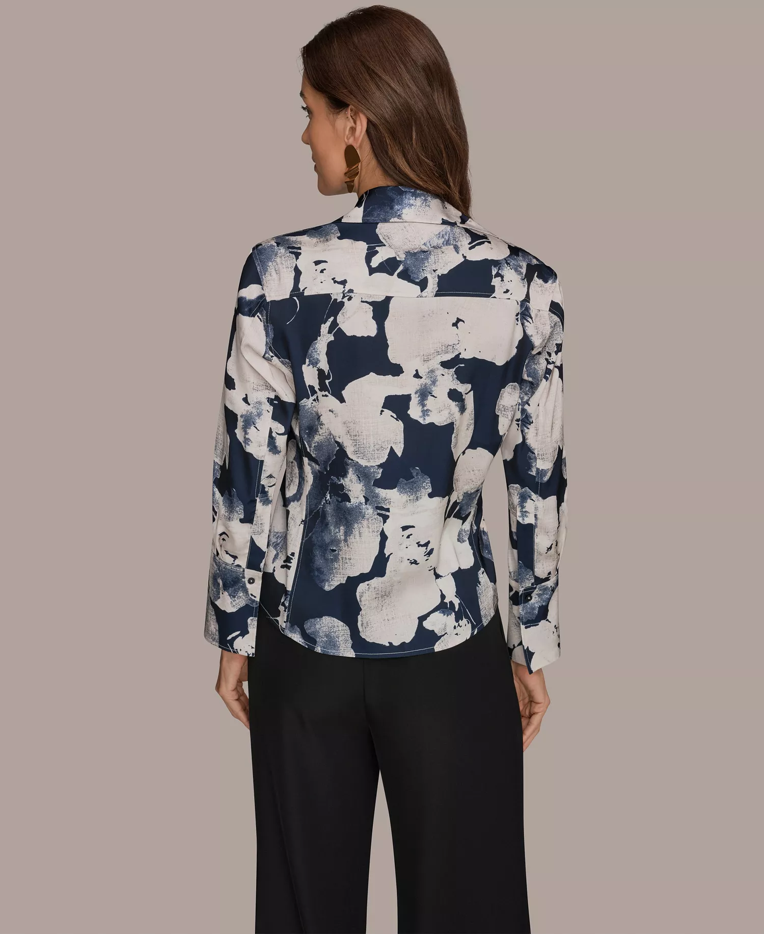 Petite Collared Neck Long Sleeves Shirt - Nightfall Multi - P/L