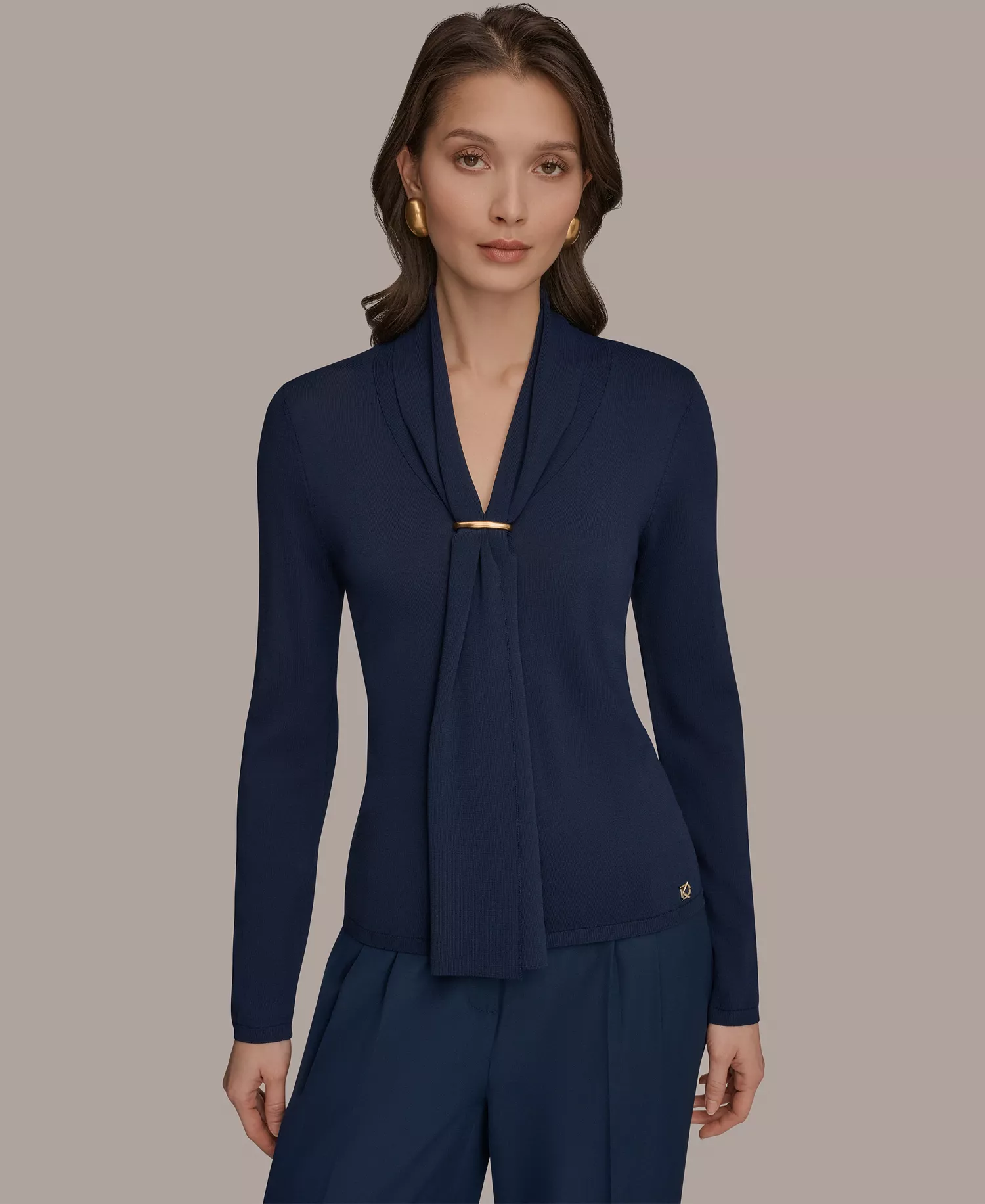 Women's Long-Sleeve V-Neck Sweater, Regular & Petite - Nightfall - L