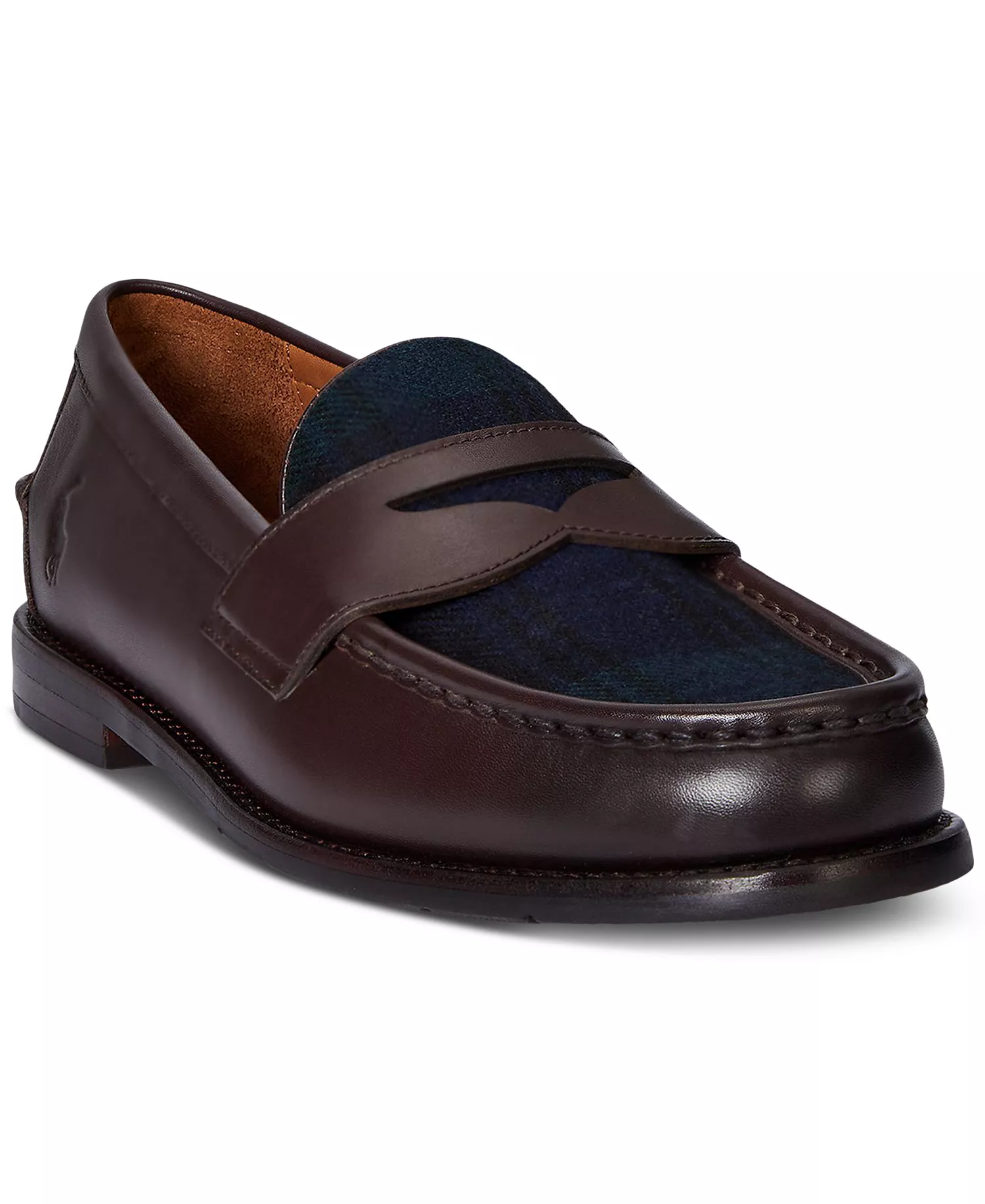 Men's Alston Leather & Plaid Wool Penny Loafers - Dark Brown/blackwatch - 10