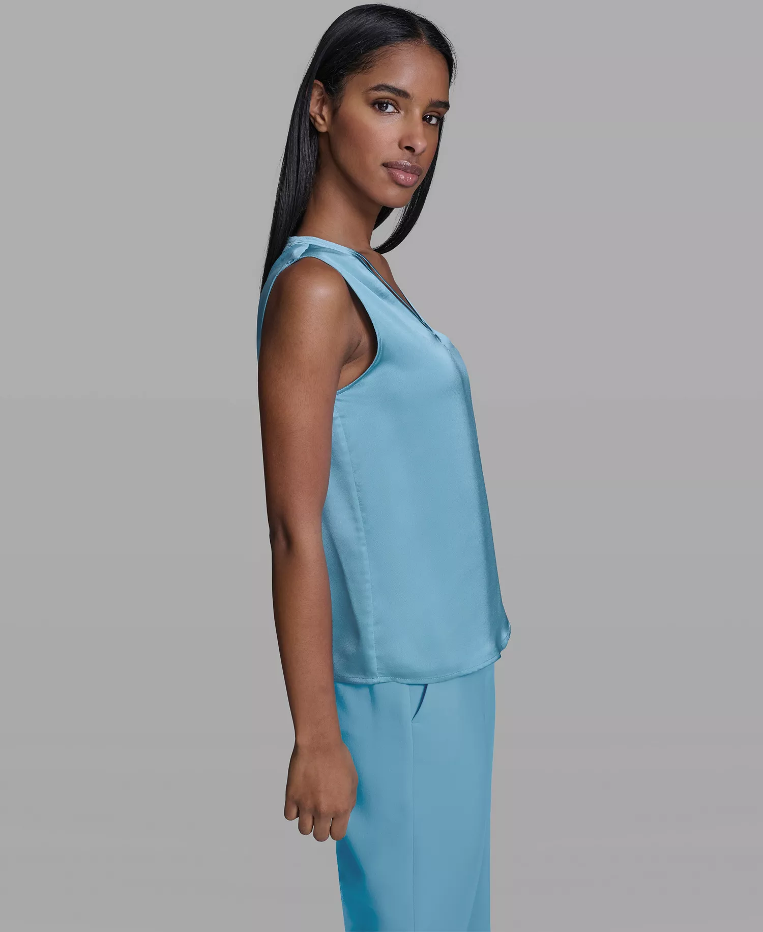 Women's Geo V-Neck Camisole - Aqua Mist - L