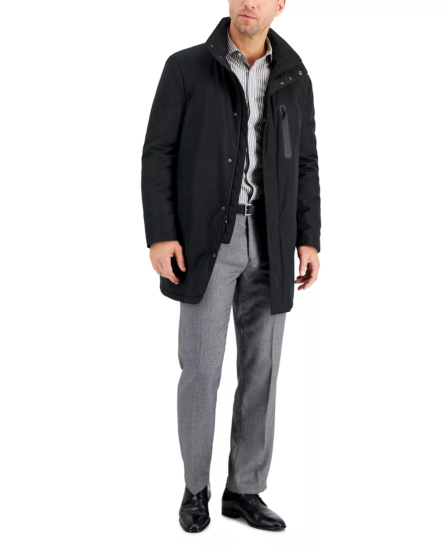 Men's Slim-Fit Raincoat - Black - 36R