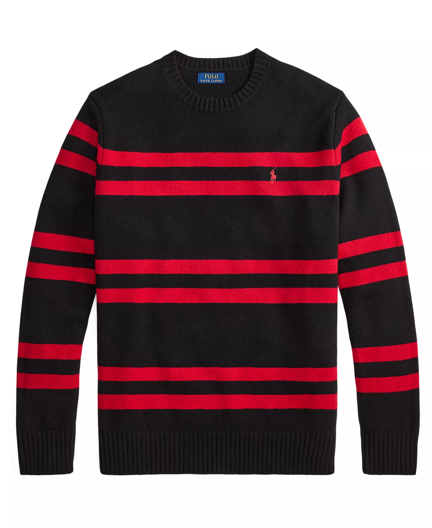 Men's Big & Tall Long-Sleeve Striped Sweater - Polo Black Combo - XLT