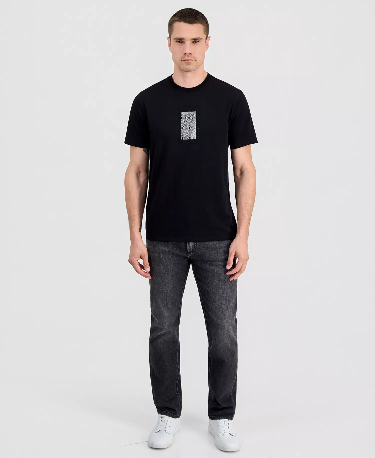 Men's Studded Logo Crewneck T-Shirt - Black - 2XL