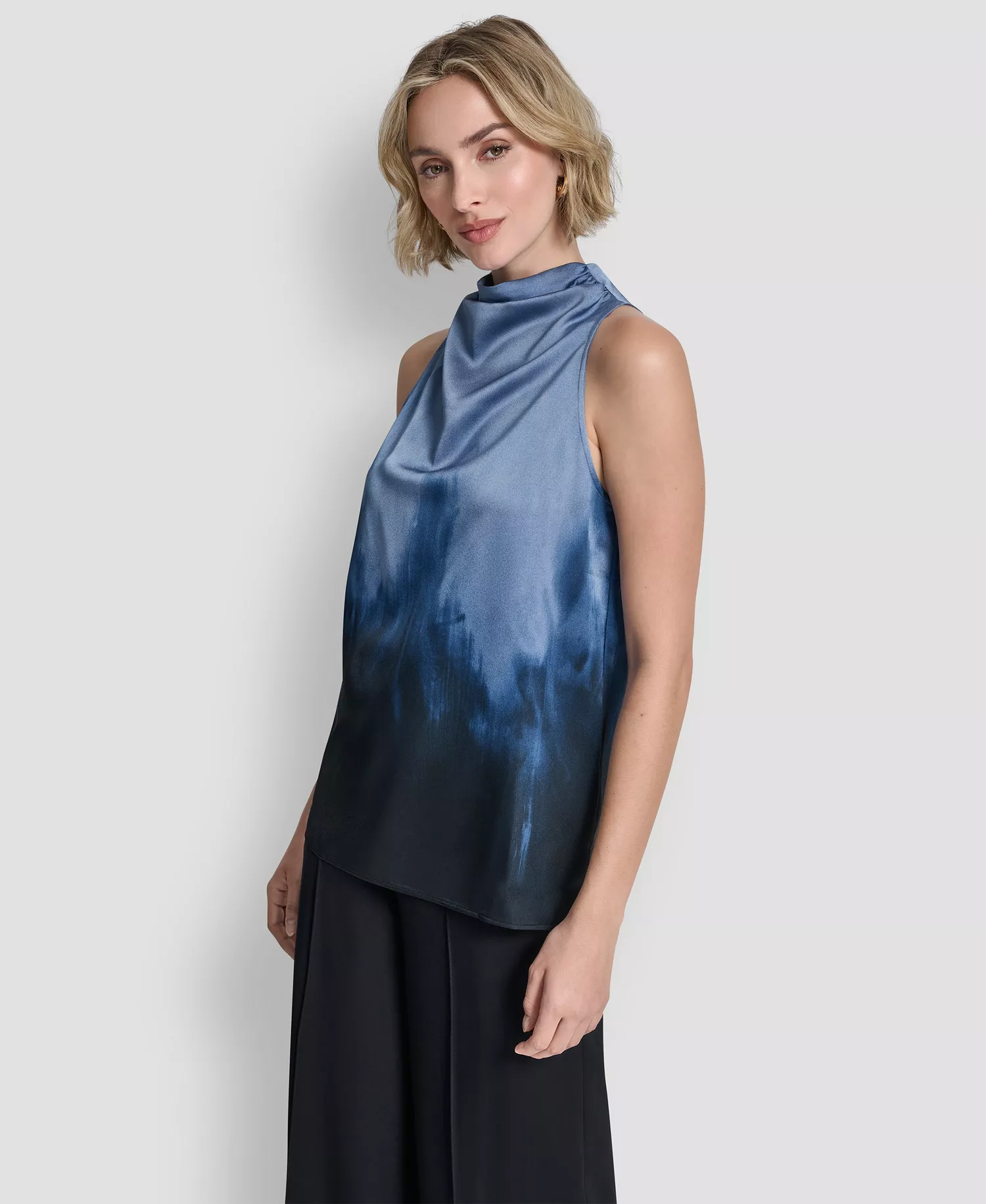 Women's Sleeveless Cowl Neck Top - Hudson Blue/liberty Sky - L