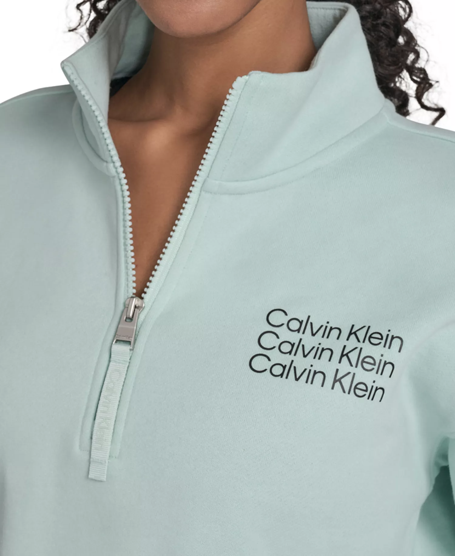 Performance Women's Mini Triple Logo Fleece Half-Zip Pullover Sweatshirt - Aqua Blue / Black - 2XL