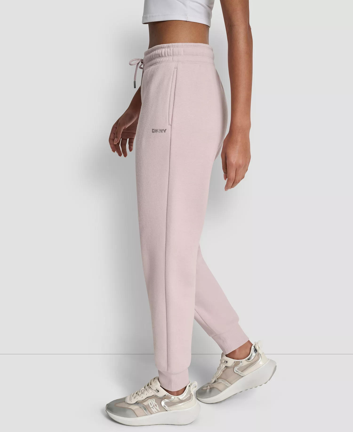 Women's Rhinestone Logo Cuffed Jogger - Allure - L