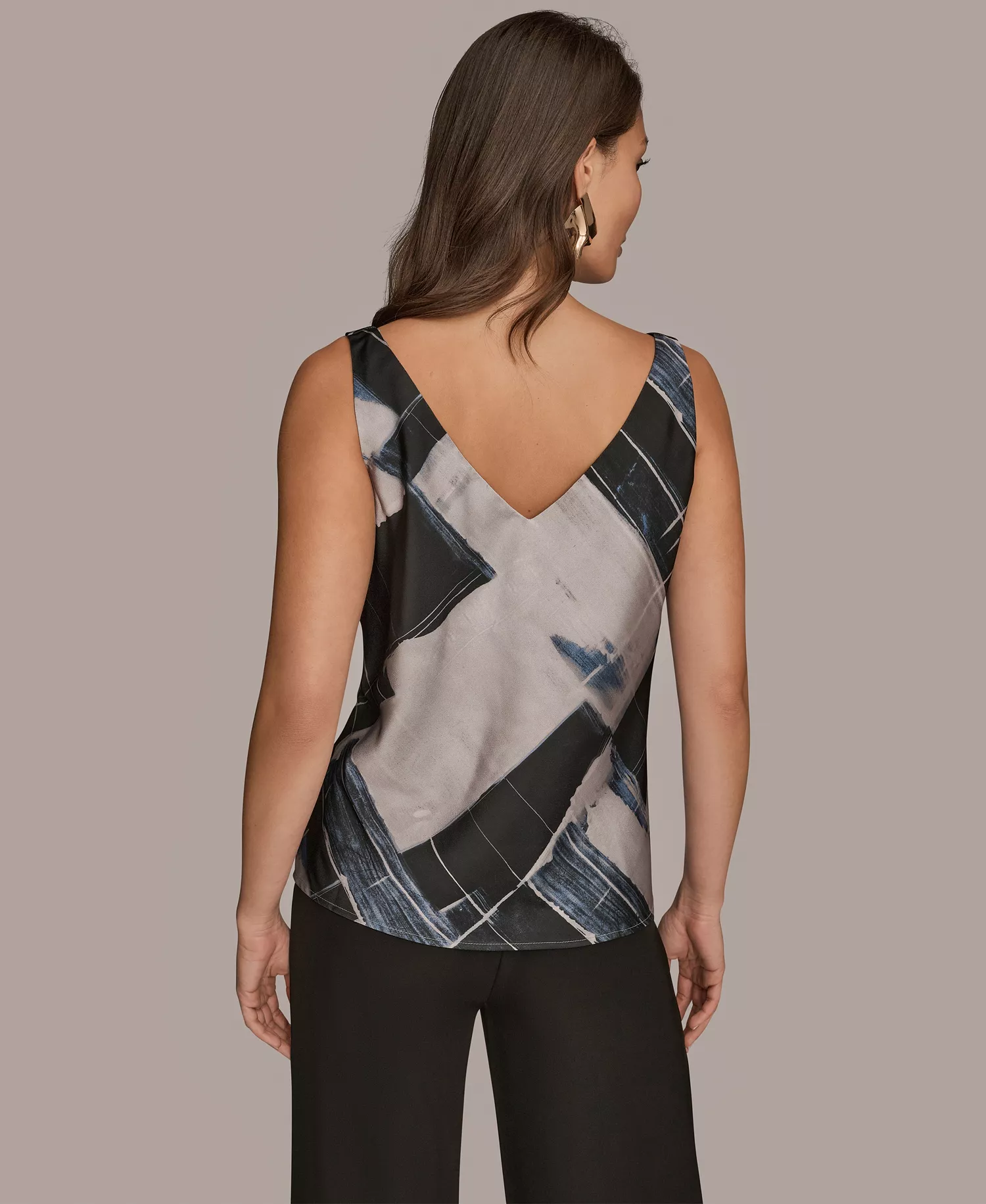 Women's Twist Shoulder Cowl Neck Sleeveless Camisole Top - Vapor Multi - L