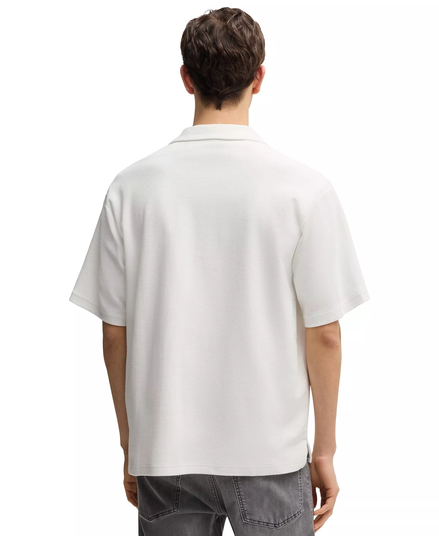 Men's Waffle Cotton Relaxed-Fit Shirt - Natural - L