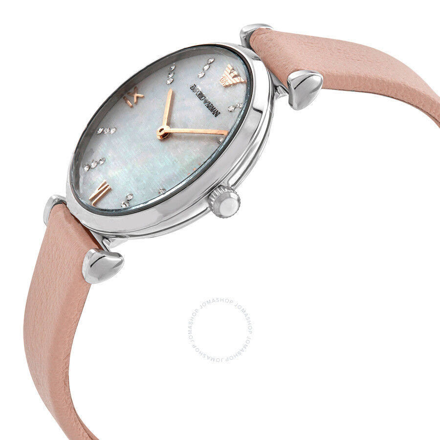 Emporio Armani Quartz Mother of Pearl Dial Ladies Watch and Jewelry Set