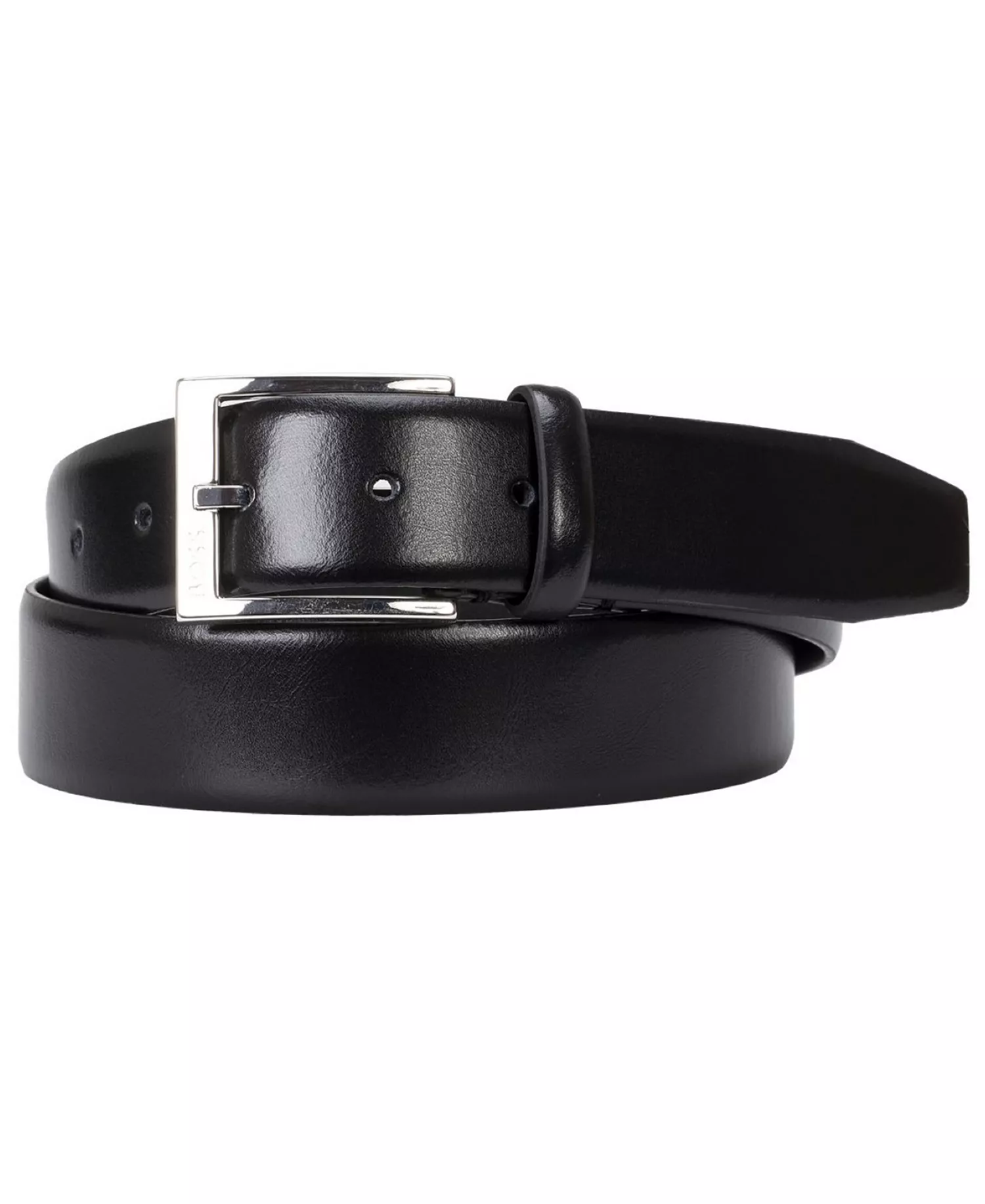 Men's Silver-Tone Buckle Belt - Black - 30
