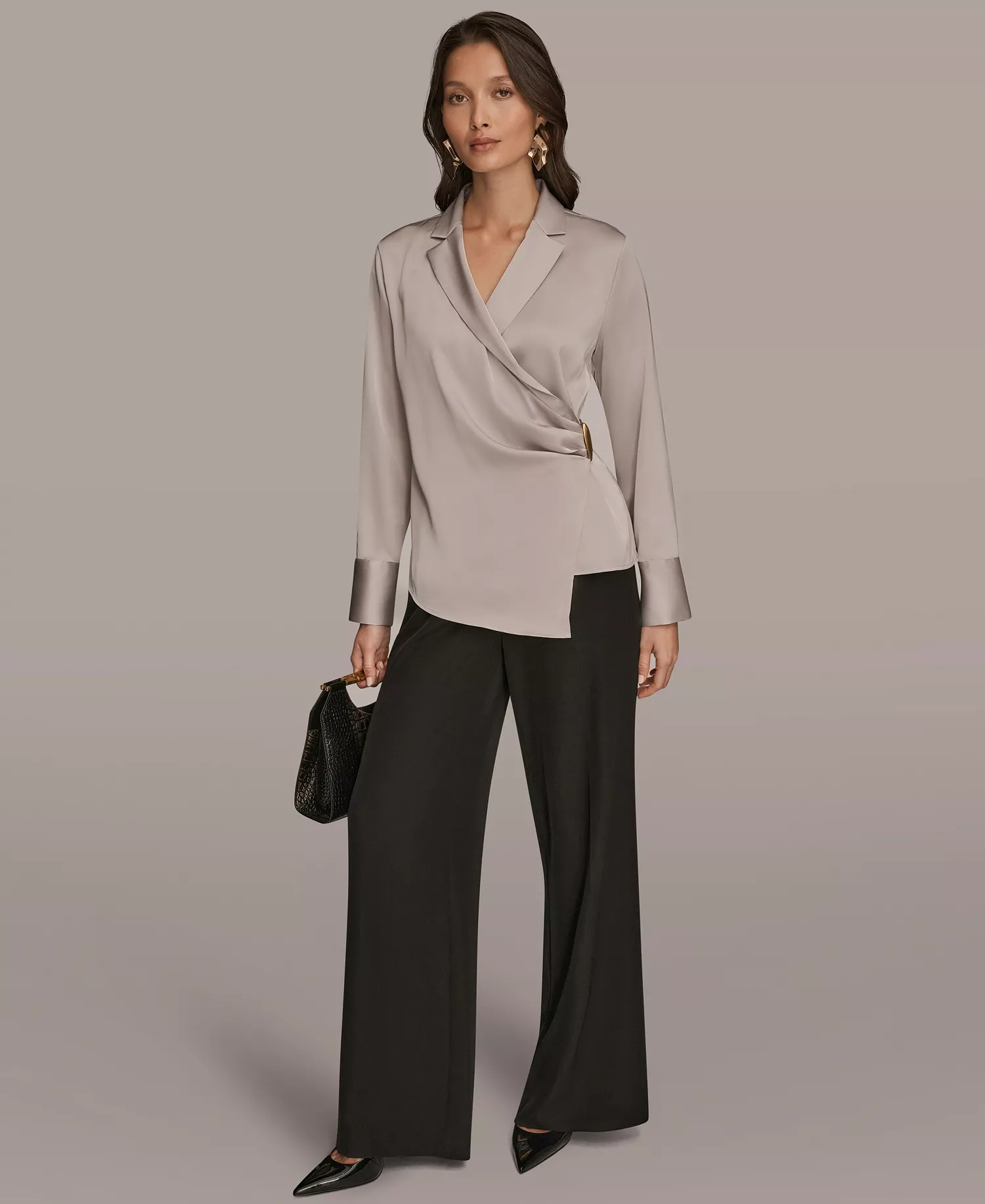 Women's Wrap Long Sleeve V-Neck Top - Vapor - S