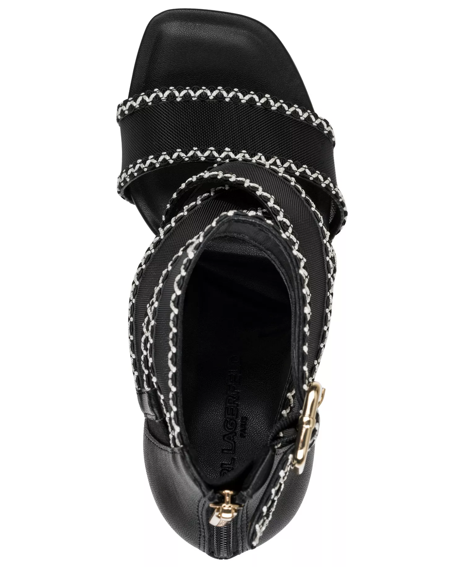 Women's Careliz Trim Ankle Heel Sandals - Black/White - 10