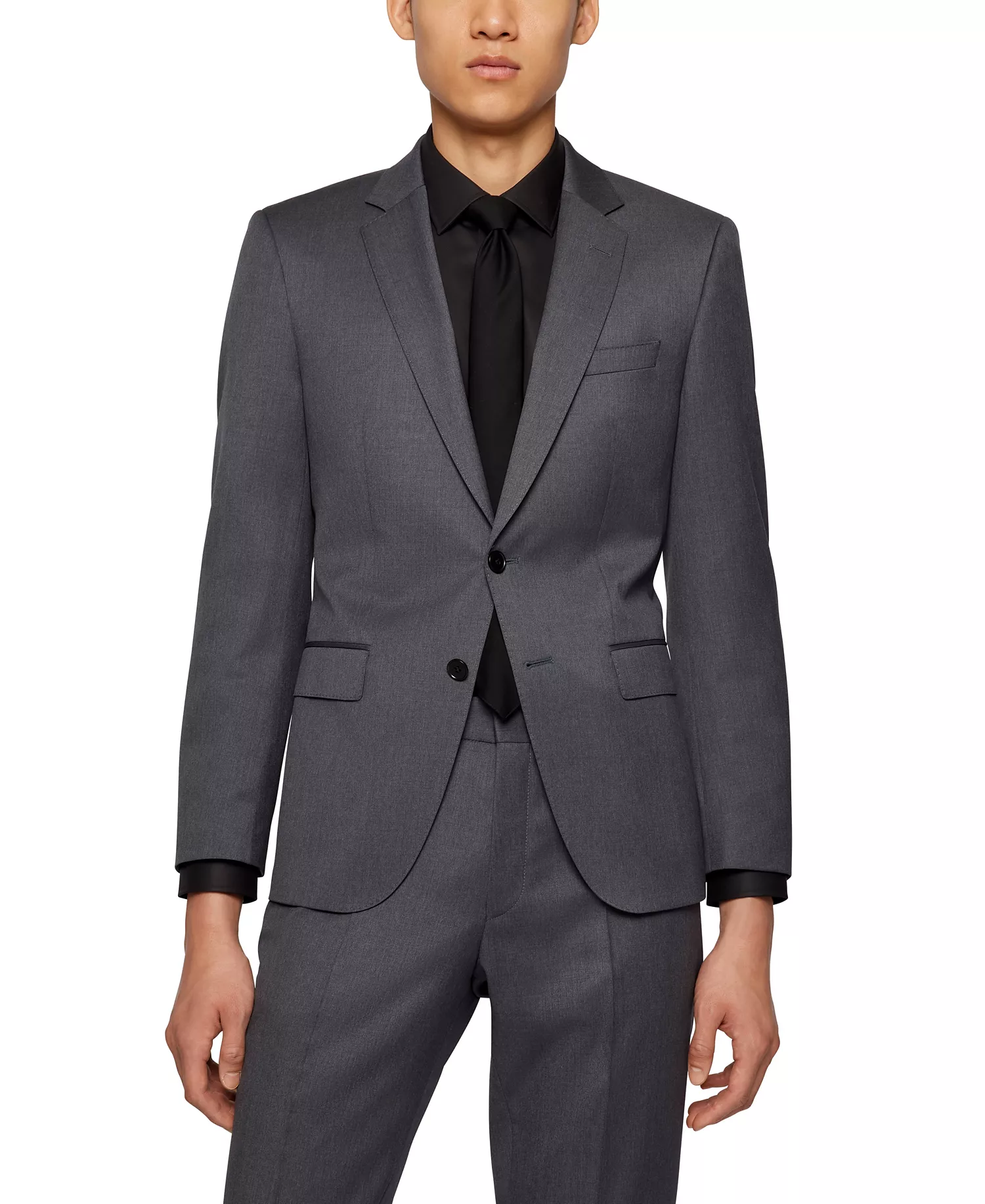 BOSS Men's Single-Breasted Suit Jacket - Dark Gray - 34R