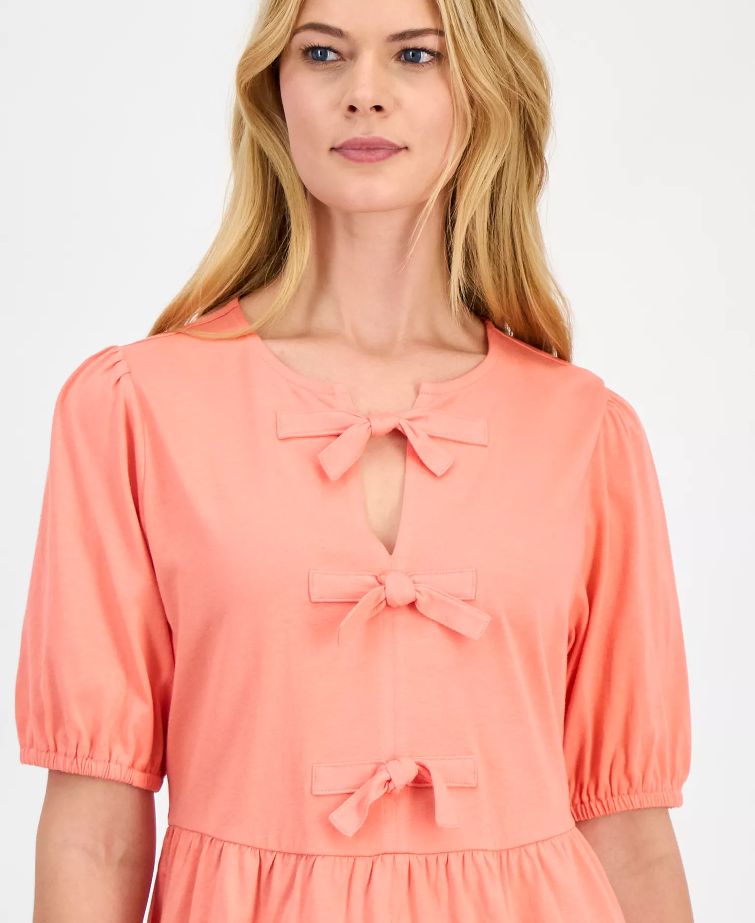 Women's Solid Bow Peplum Top - Bloom - L