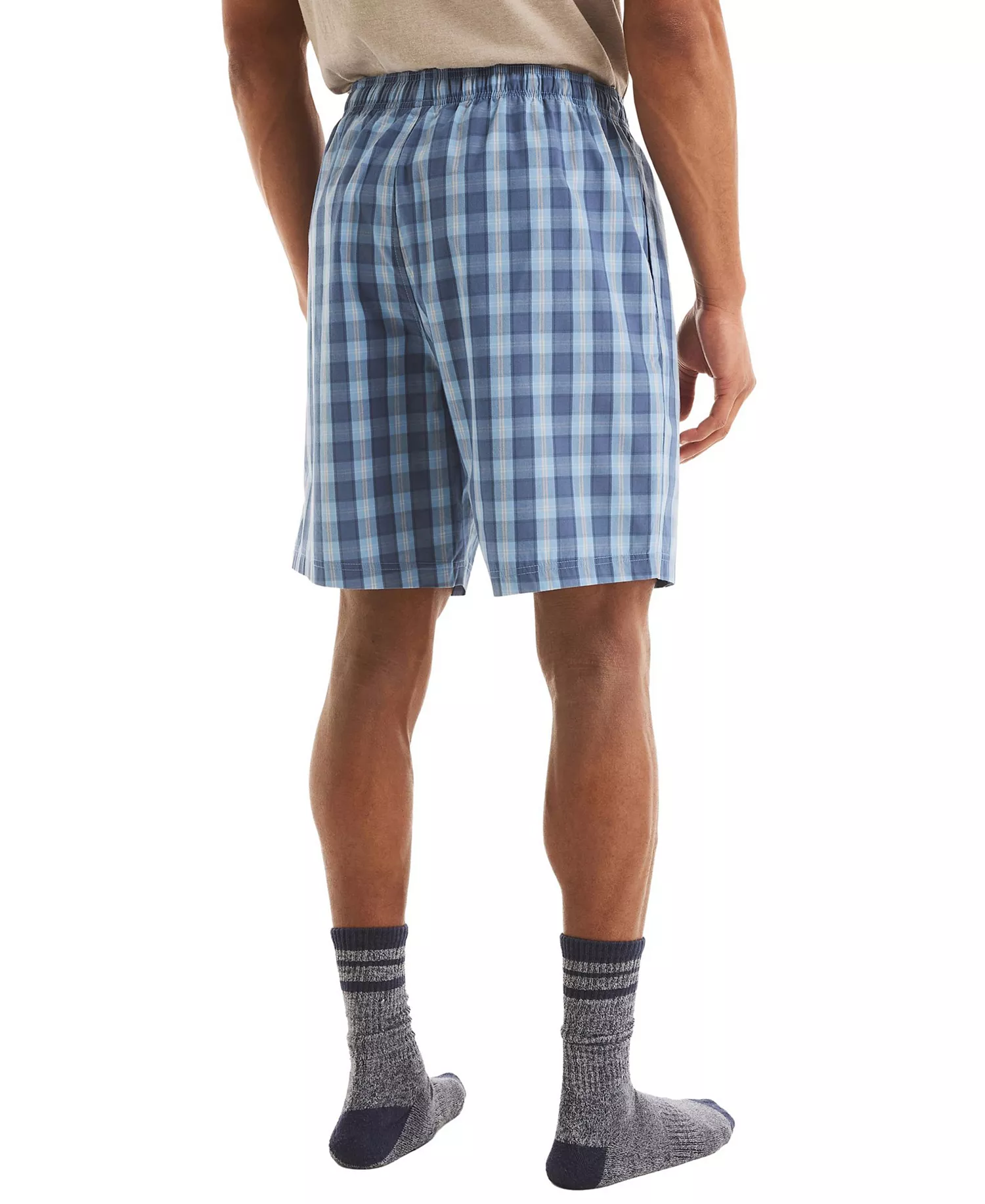 Men's Elastic-Drawstring Plaid Pajama Shorts - Allure - L