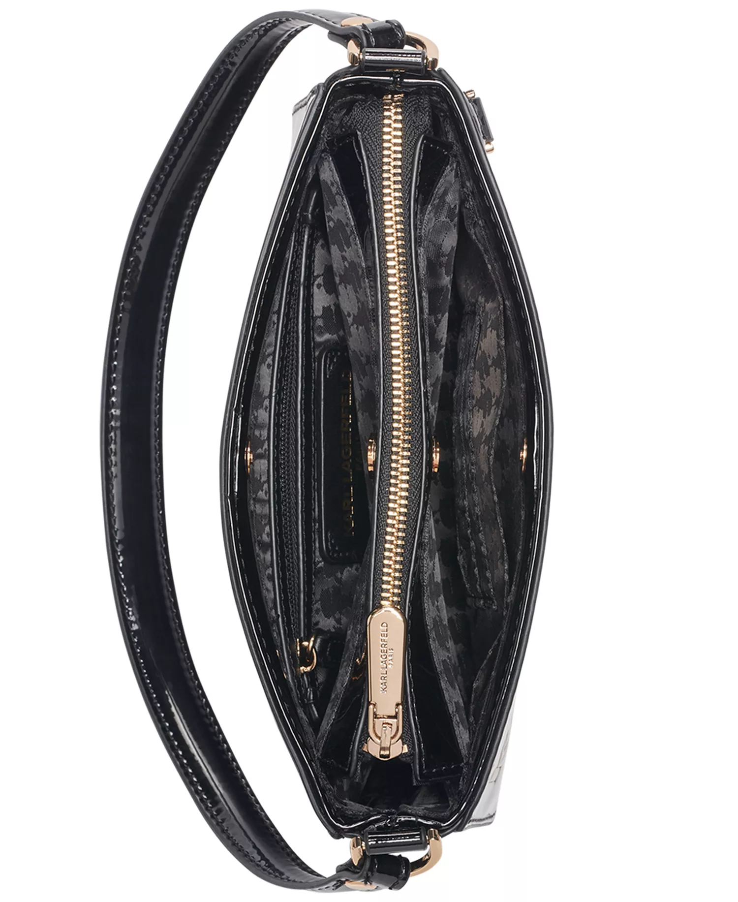 Kristina Demi Small Shoulder Zipper Bag - Black/gold - Small