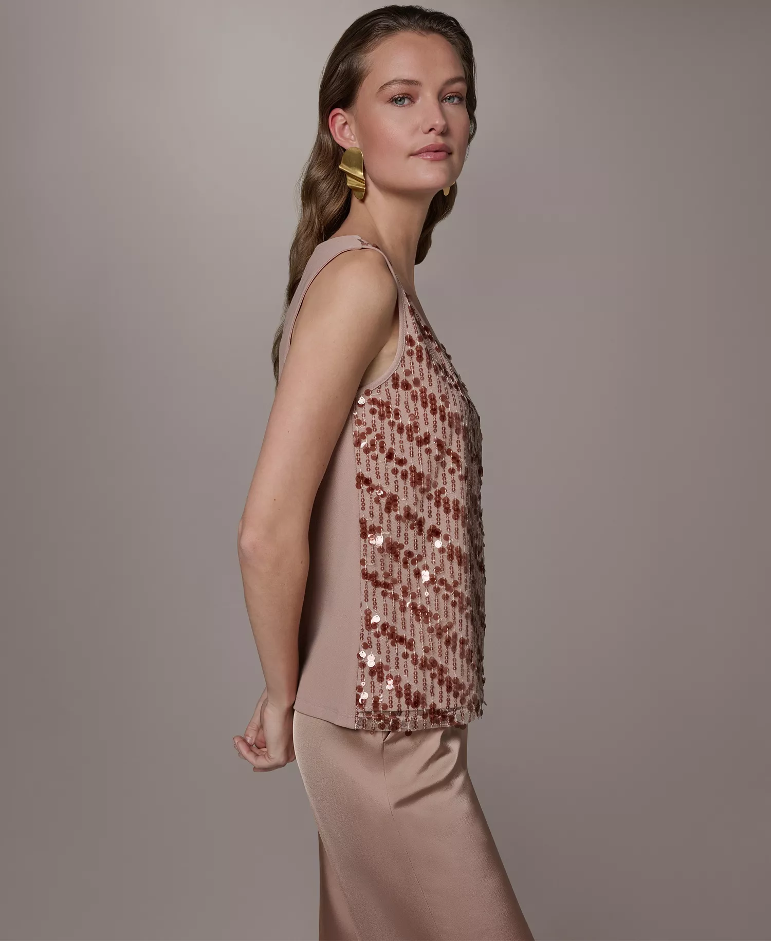 Women's Scoop Neck Mesh Cami Top - Umbria - L